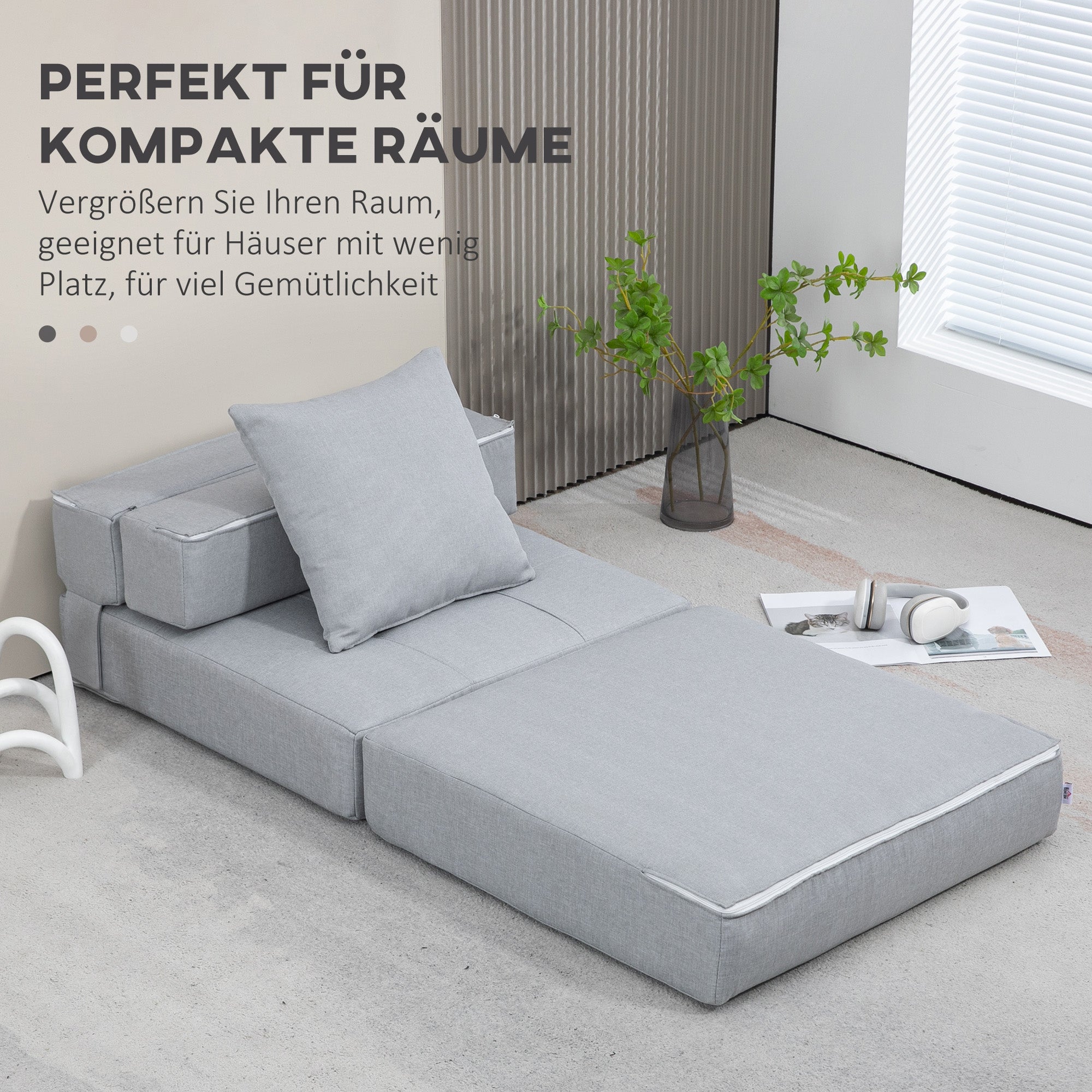 Foldable Sleeper Chair 2-in-1 Bed Function 100kg Capacity, Guest Bed