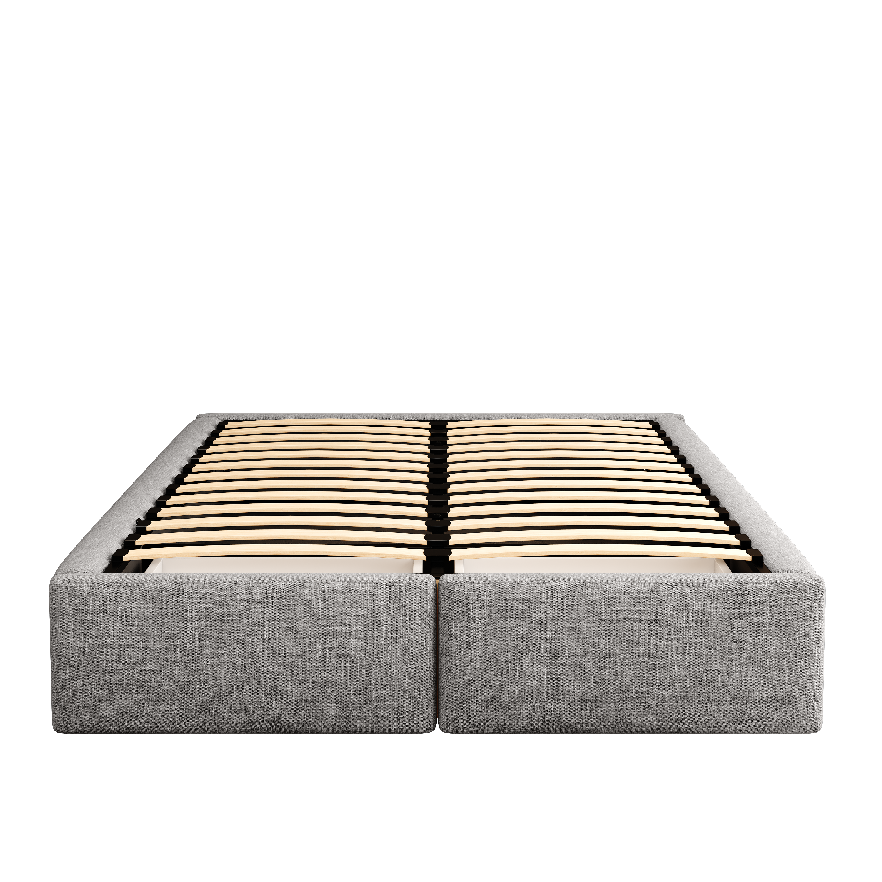 Upholstered Bed 140x200cm Hydraulic Storage 2 Drawers No Headboard - Grey