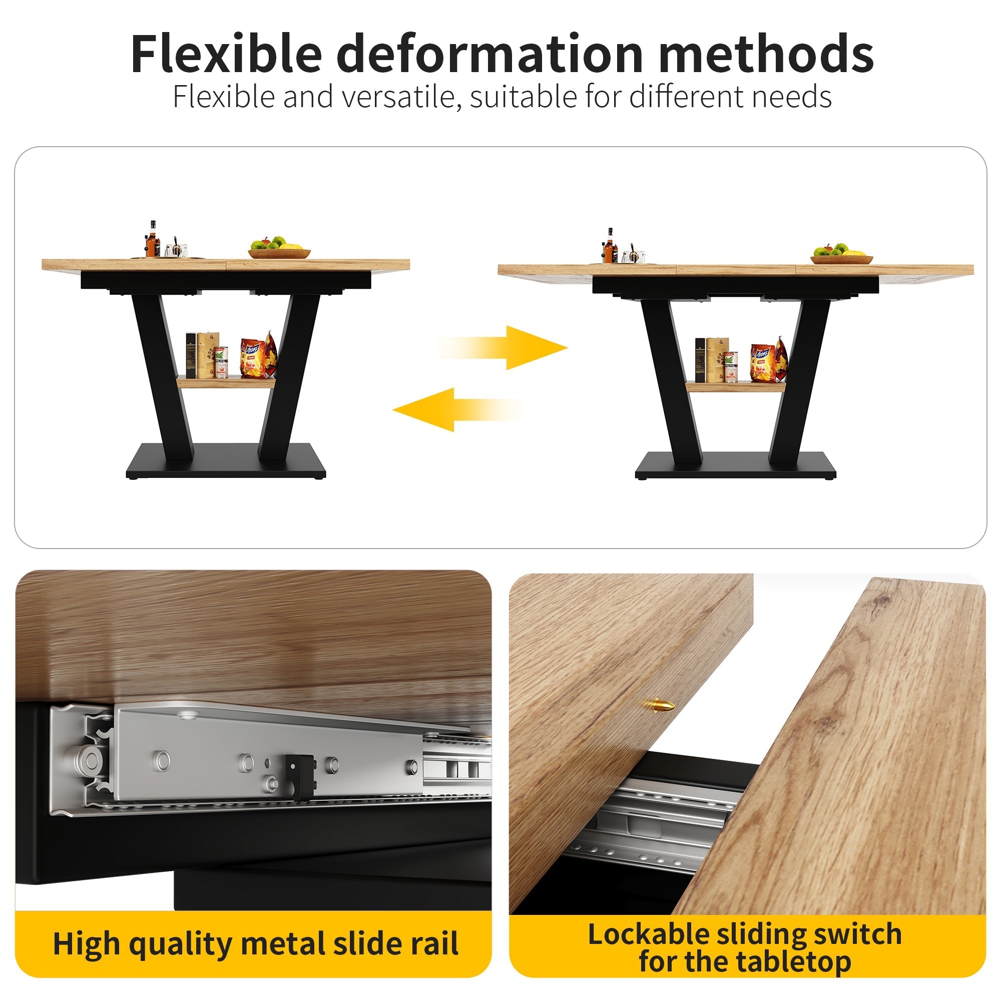 Extendable Dining Table, 118-157cm with Insert Leaves, Wood-Colored