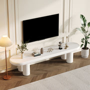TV Stand Cabinet, White Painted, for TVs up to 70 inch, Wooden Entertainment Center