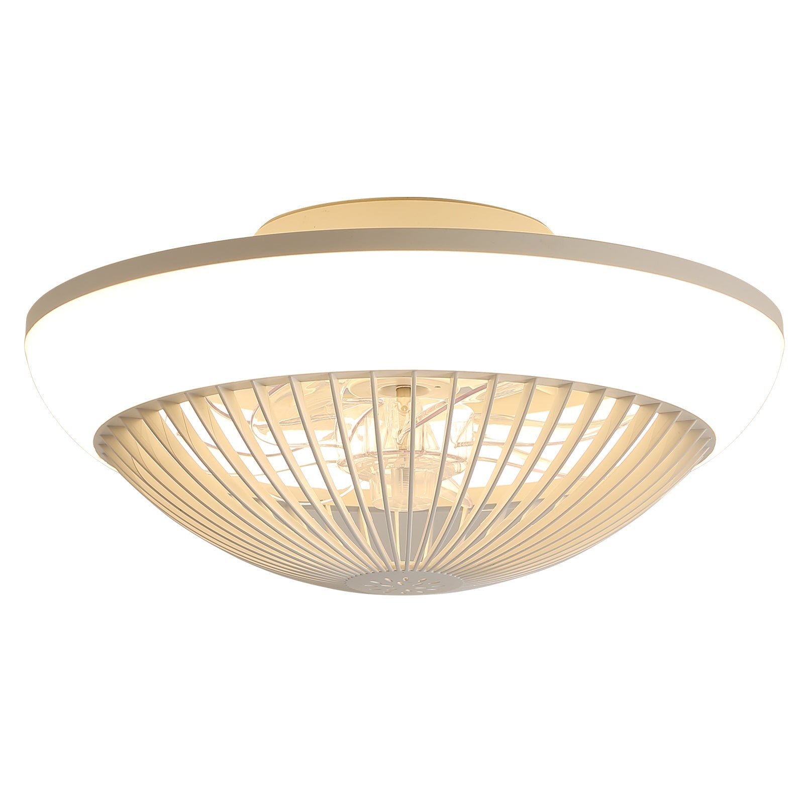 15" Ceiling Fan RGB LED Light App Control Silent Dimmable with Timer - Transparent ABS Blades