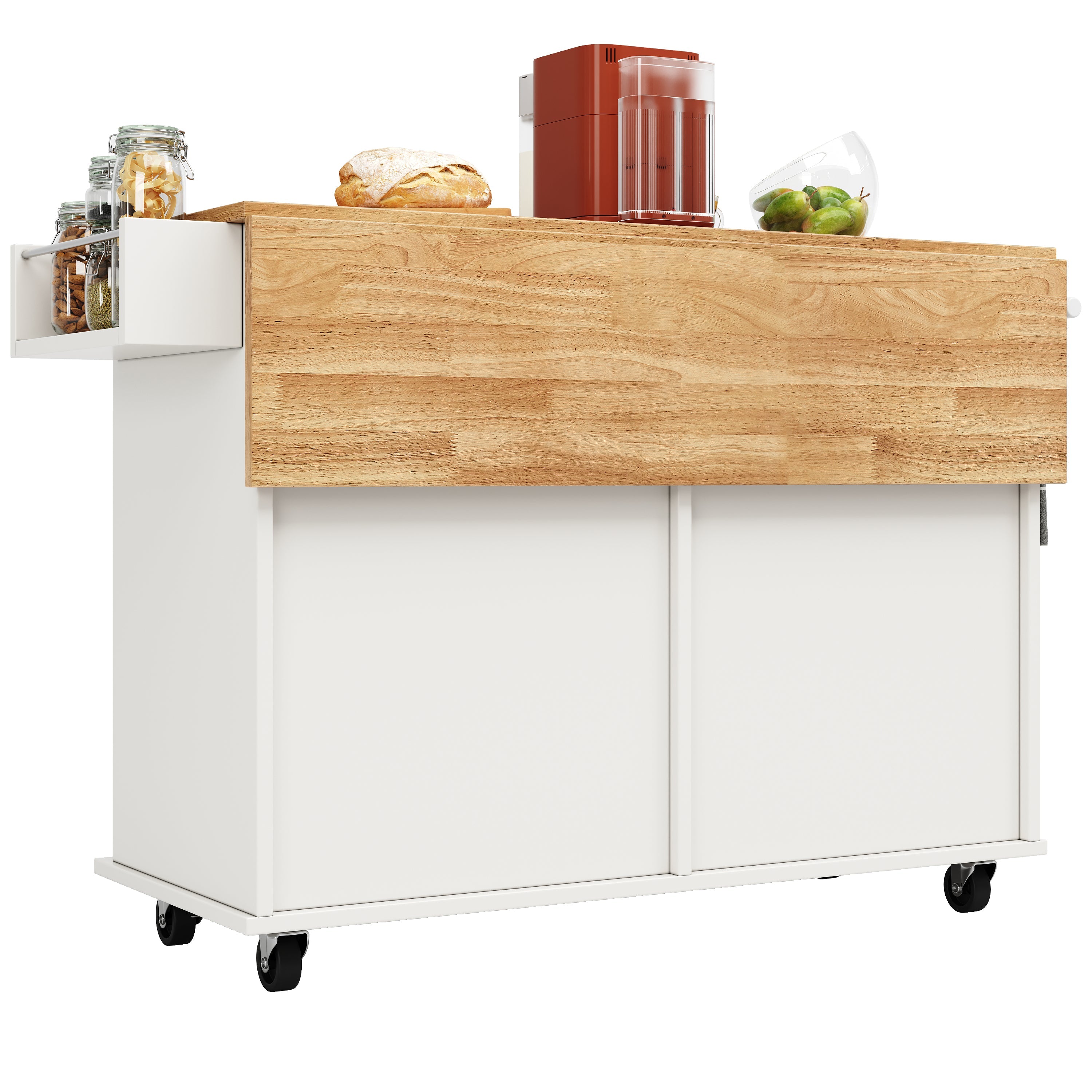 Modern Kitchen Island Dining Table Storage 106cm - White