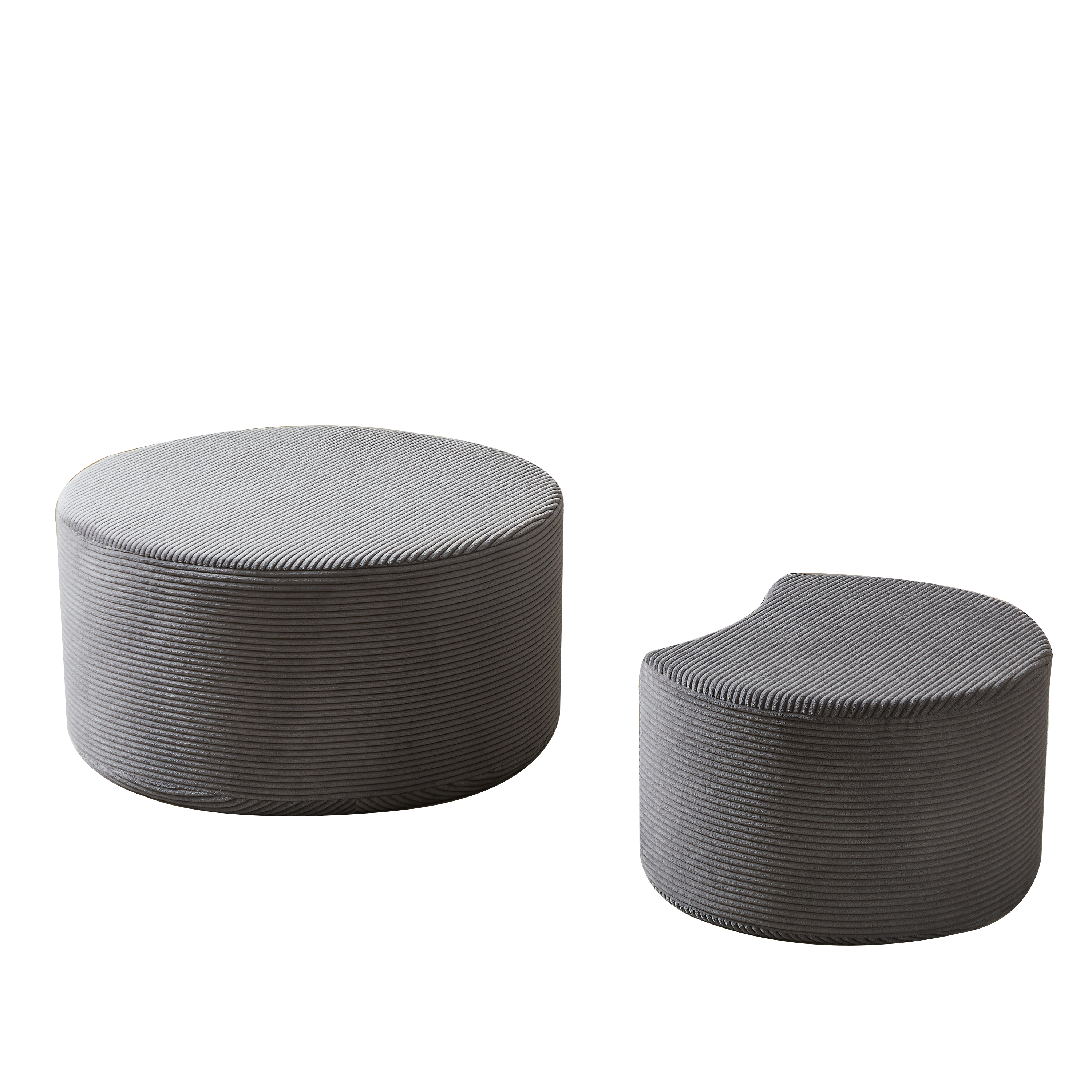 Coffee Table Set, 2-Piece Upholstered Round Foam