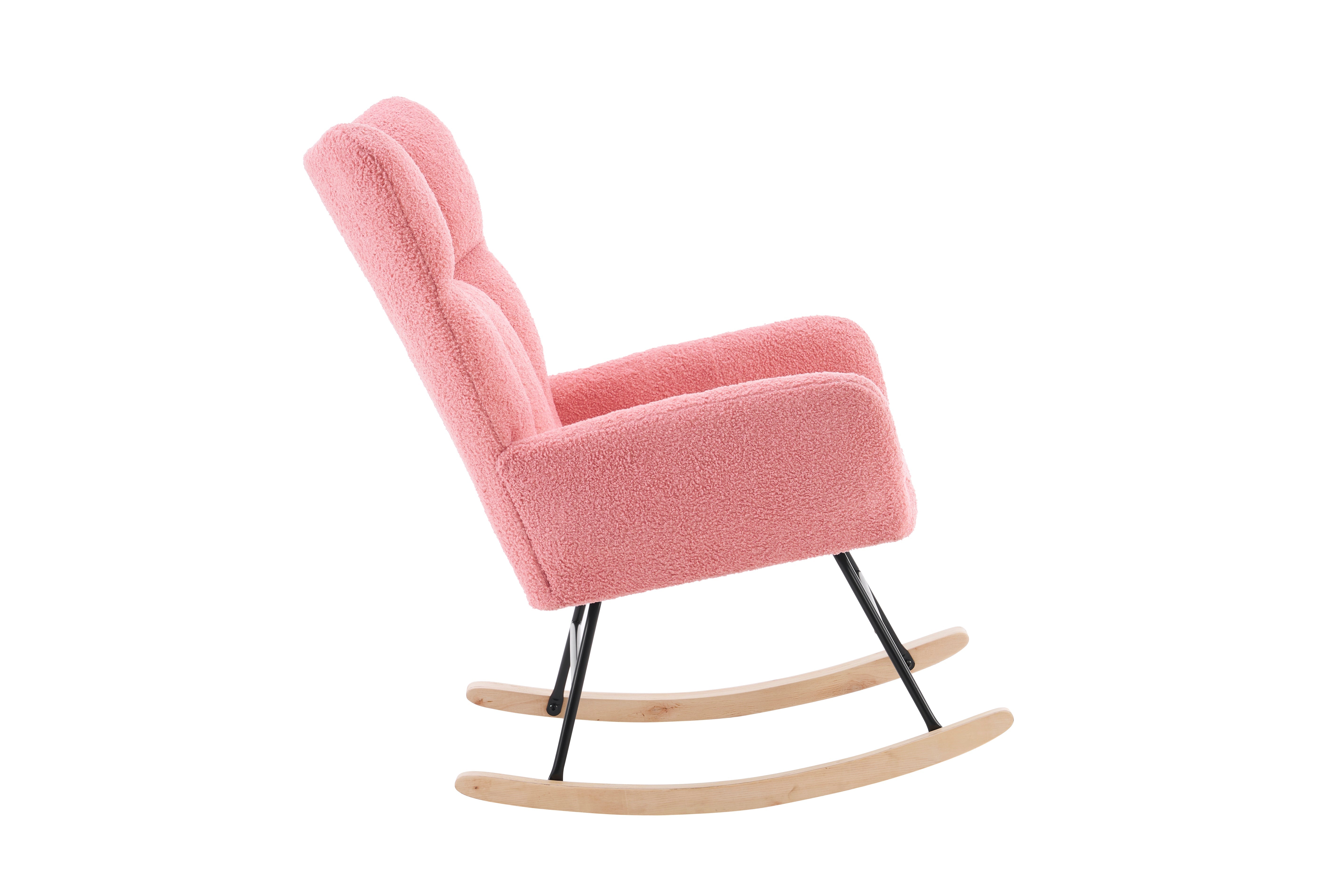 Rocking Chair Modern High Back Armrests - Pink