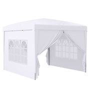 3x3m Pavilion with 4 Side Walls, Windows, UV Protection, Carrying Bag - White Steel & Oxford Fabric