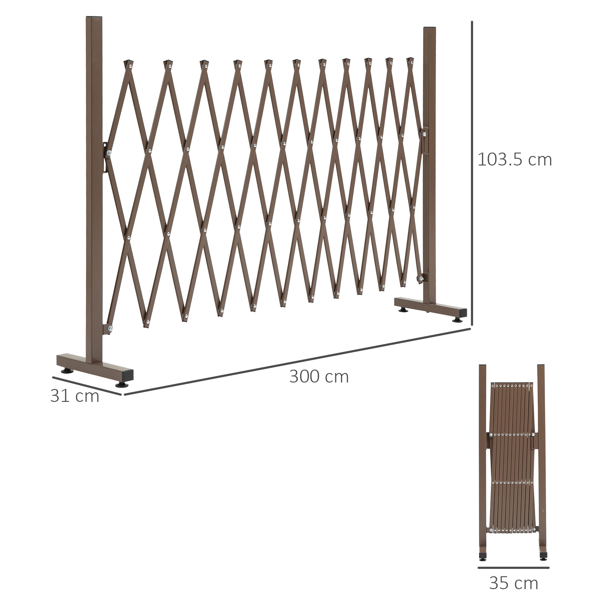 Expanding Trellis Fence Freestanding Movable Foldable Garden Screen Panel Aluminum Dark Brown