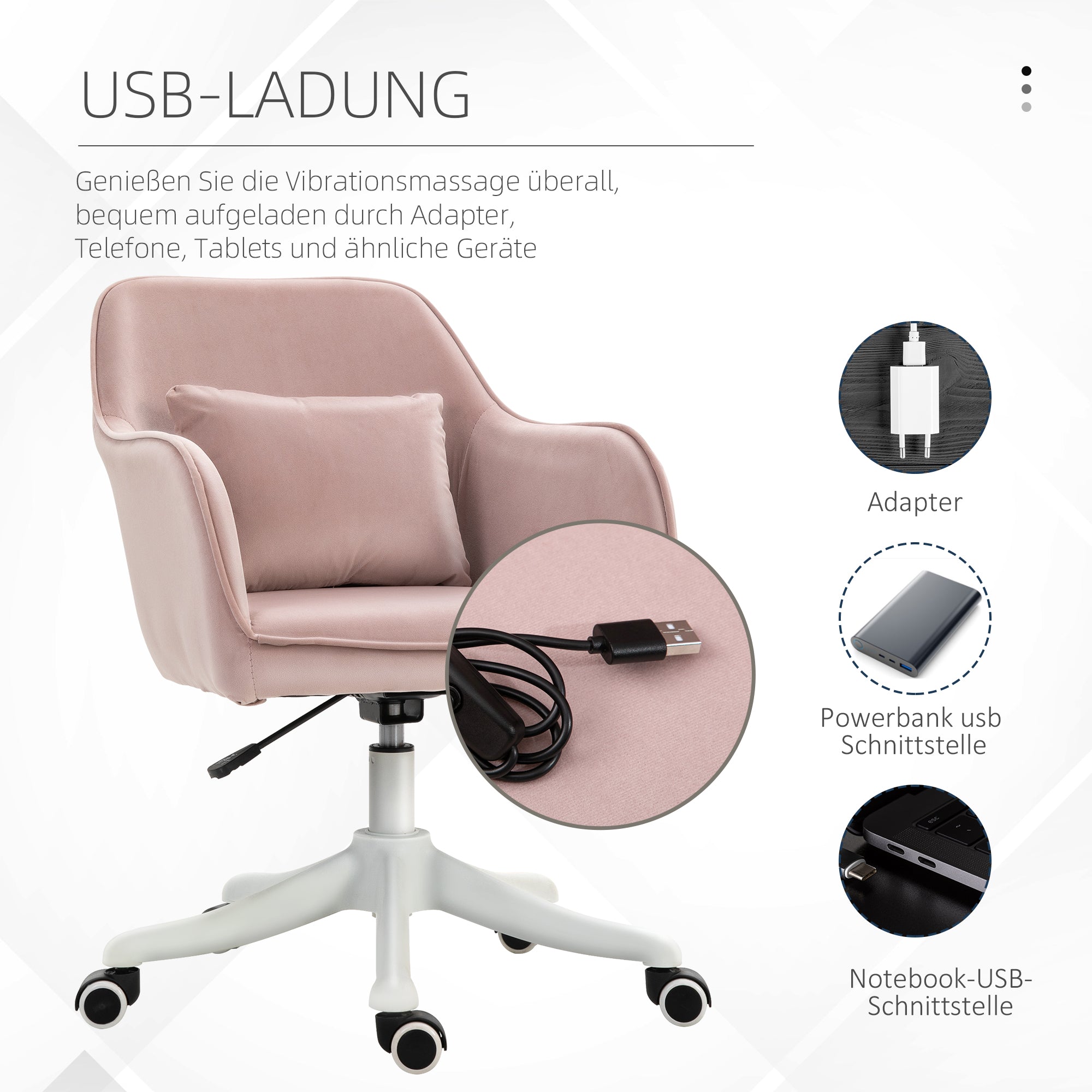 Vinsetto Massage Office Chair, Swivel, Adjustable Armrests, Fabric