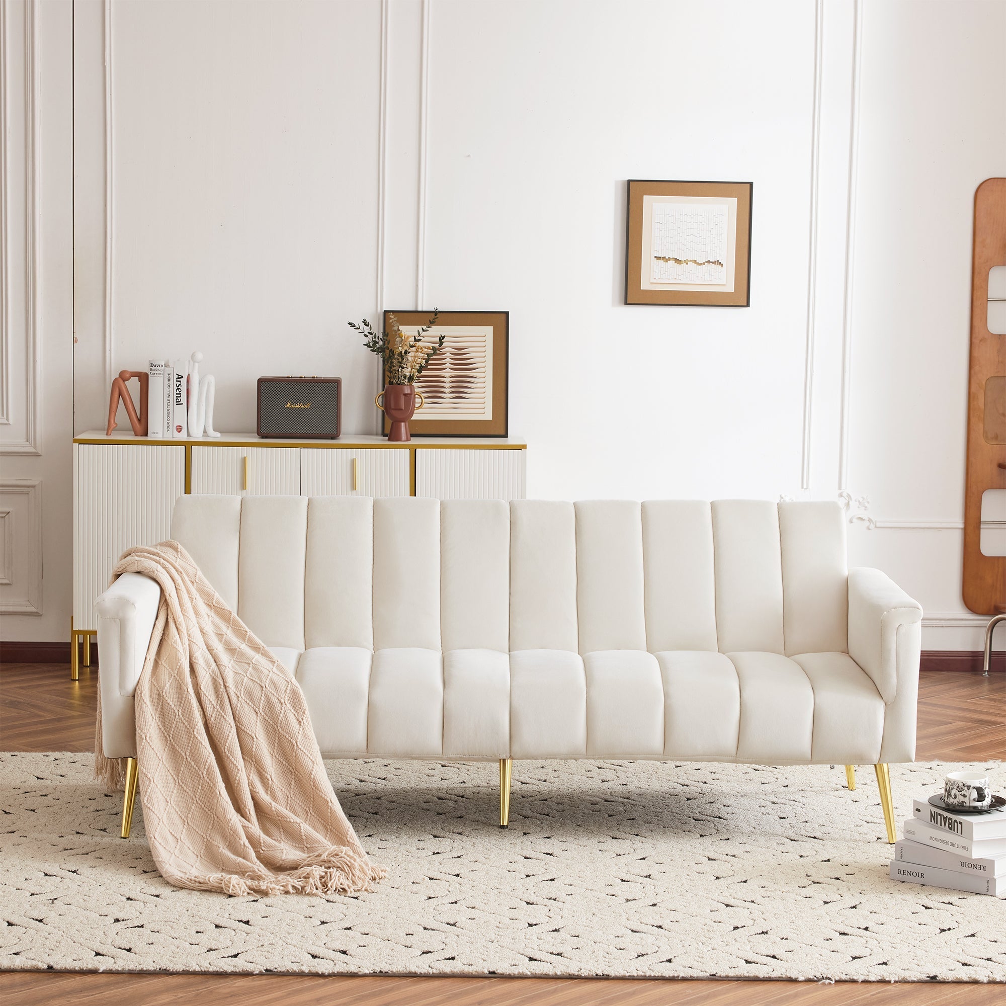 Sofa Bed, Modern Folding with Sleeping Function, Velvet Fabric