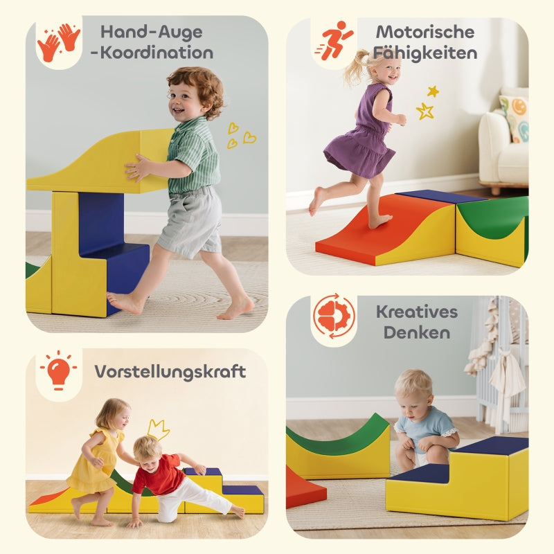 Climbing and Crawling Set for Toddlers, 3-Piece Foam Play Set, Yellow Faux Leather