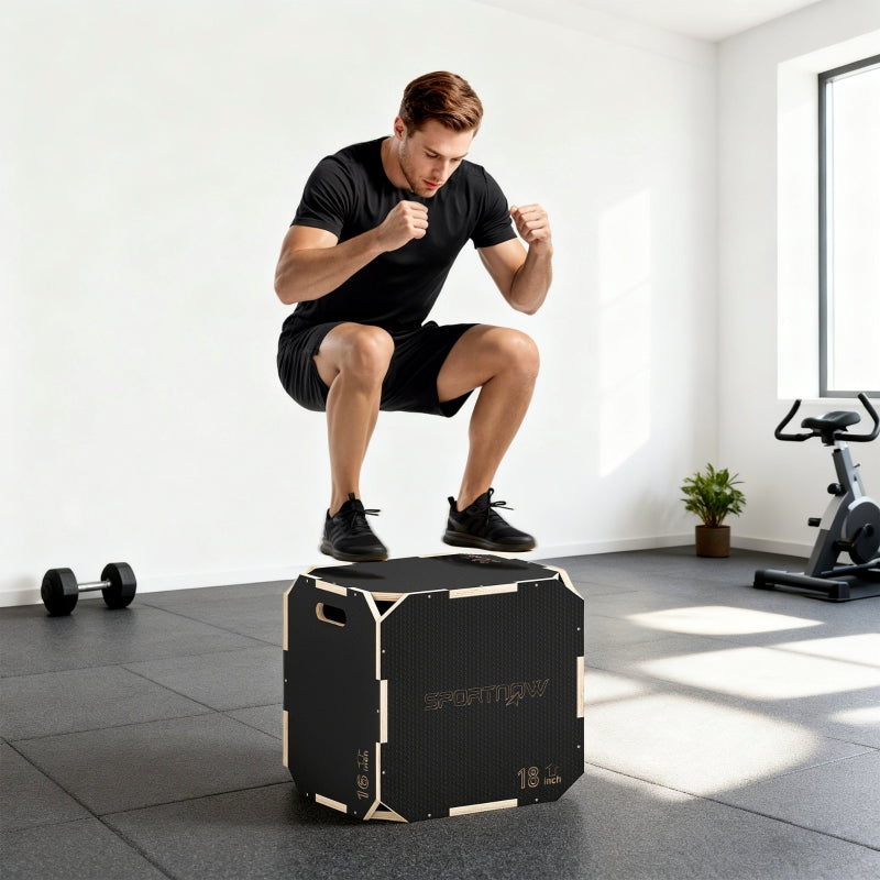 Jumping Box Smooth Corners Height Adjustable - Plywood Black