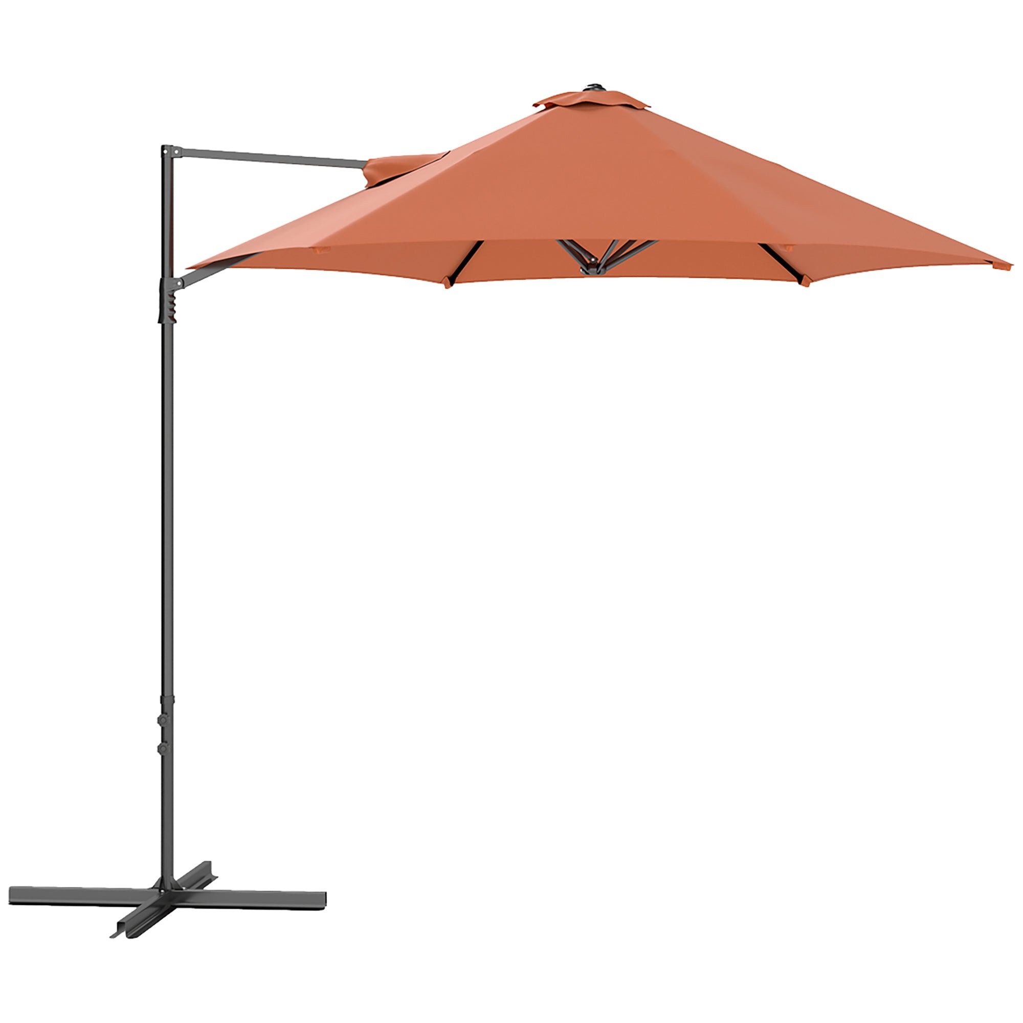 2.5M Garden Cantilever Parasol, Offset 360° Rotation Cross Base, Orange