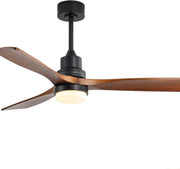 52-Zoll-Deckenventilator mit Beleuchtung, 6 Geschwindigkeiten, Fernbedienung, Gleichstrommotor, Nussbaumholz
