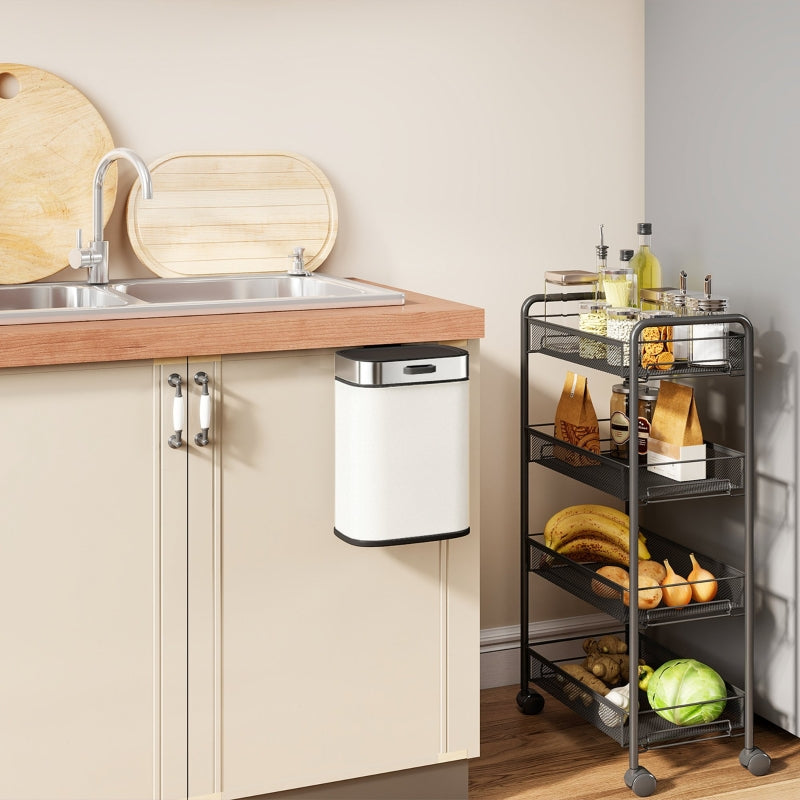 Waste Bin 5L Freestanding or Wall-Mounted Stainless Steel Cream White