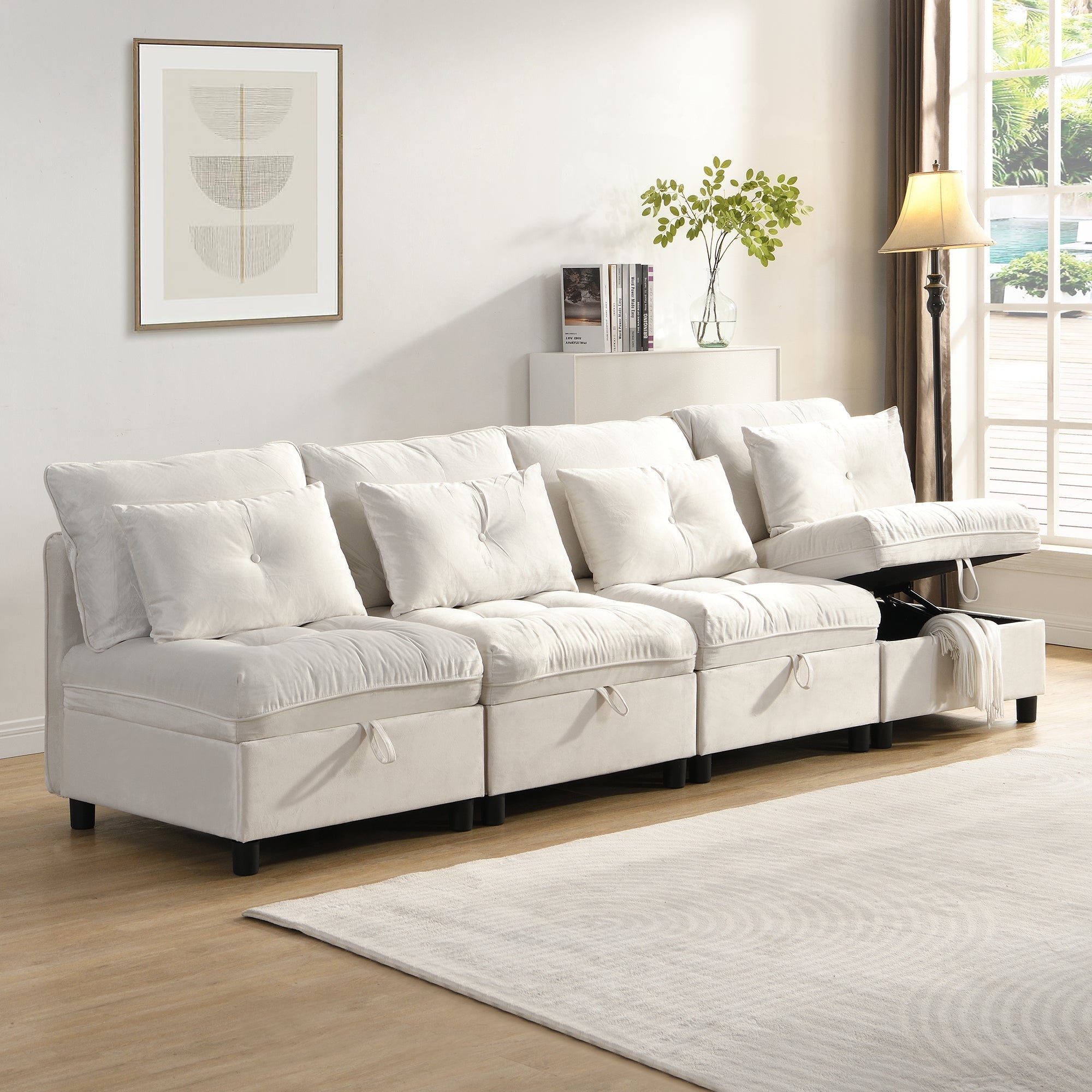 Cloud Modular Sofa 4-Seater Separable Sofa Bed Storage Chenille