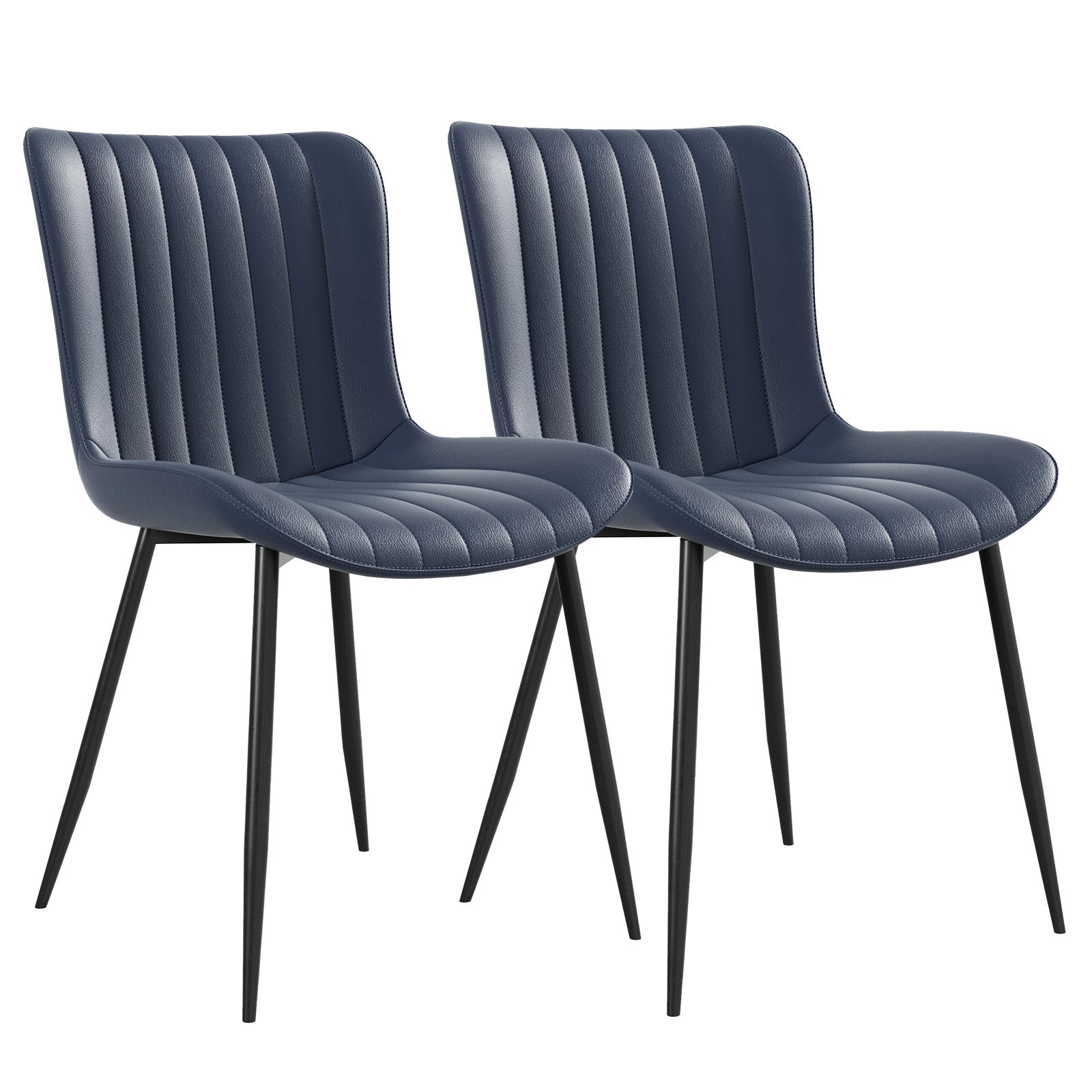 Dining Chairs Set of 2 Armchairs Faux Leather - Blue