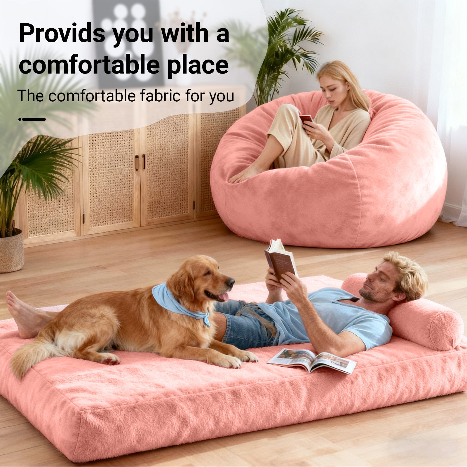 DBC-FENSE Convertible Bean Bag Chair Bed 2-in-1 Lounge Solution