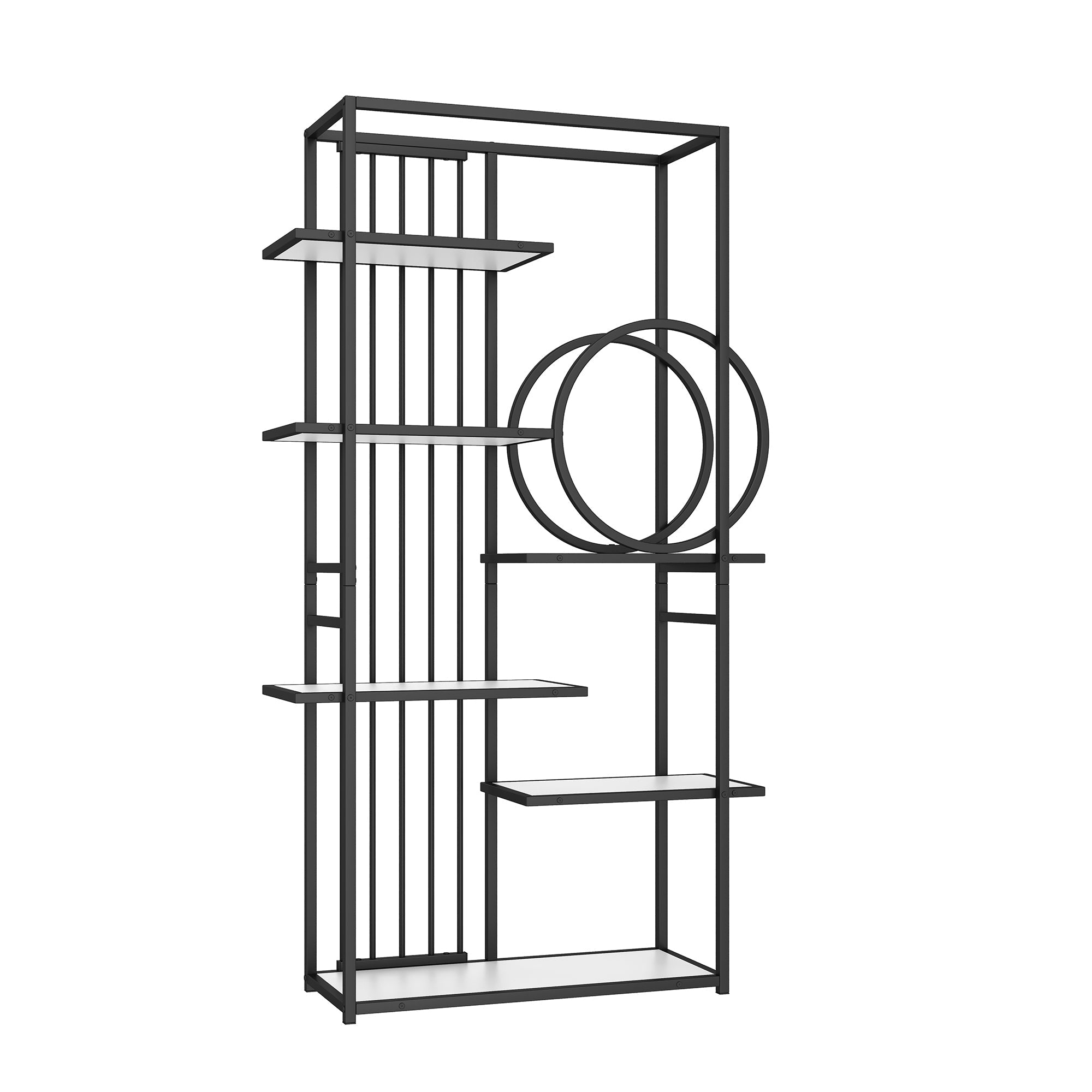 Metal Shelf 100x30x180cm Multi-Tier Modern Style - White/Black