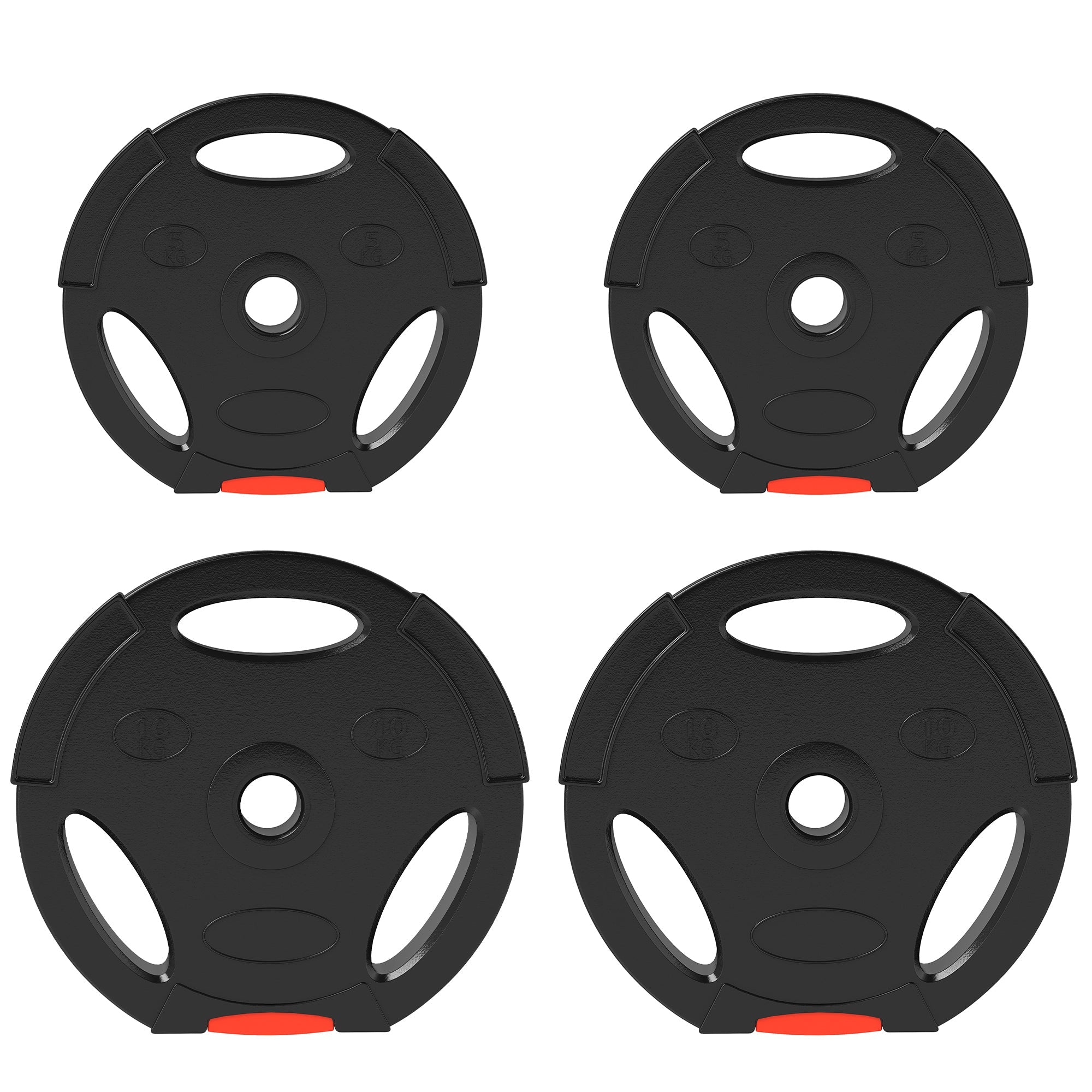 Dumbbell Weight Plate Set 4-Piece, 2x 5kg/10kg 30mm Bore, Black