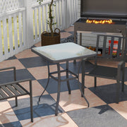 Gartentisch quadratisch Glas wetterfest schwarz