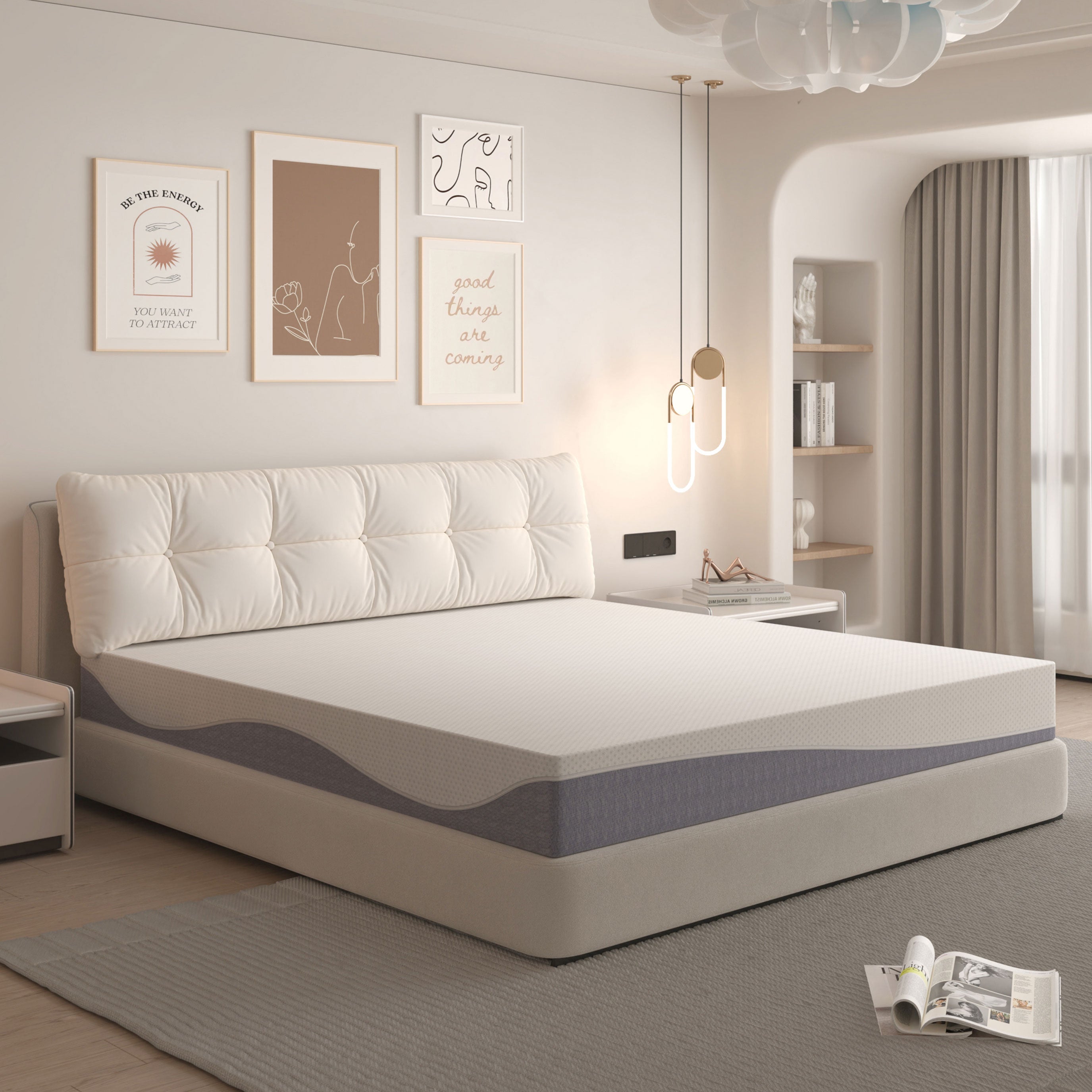Foam Mattress 120x200 cm Medium Firmness 20cm Oeko-TEX Removable Cover, Grey/White