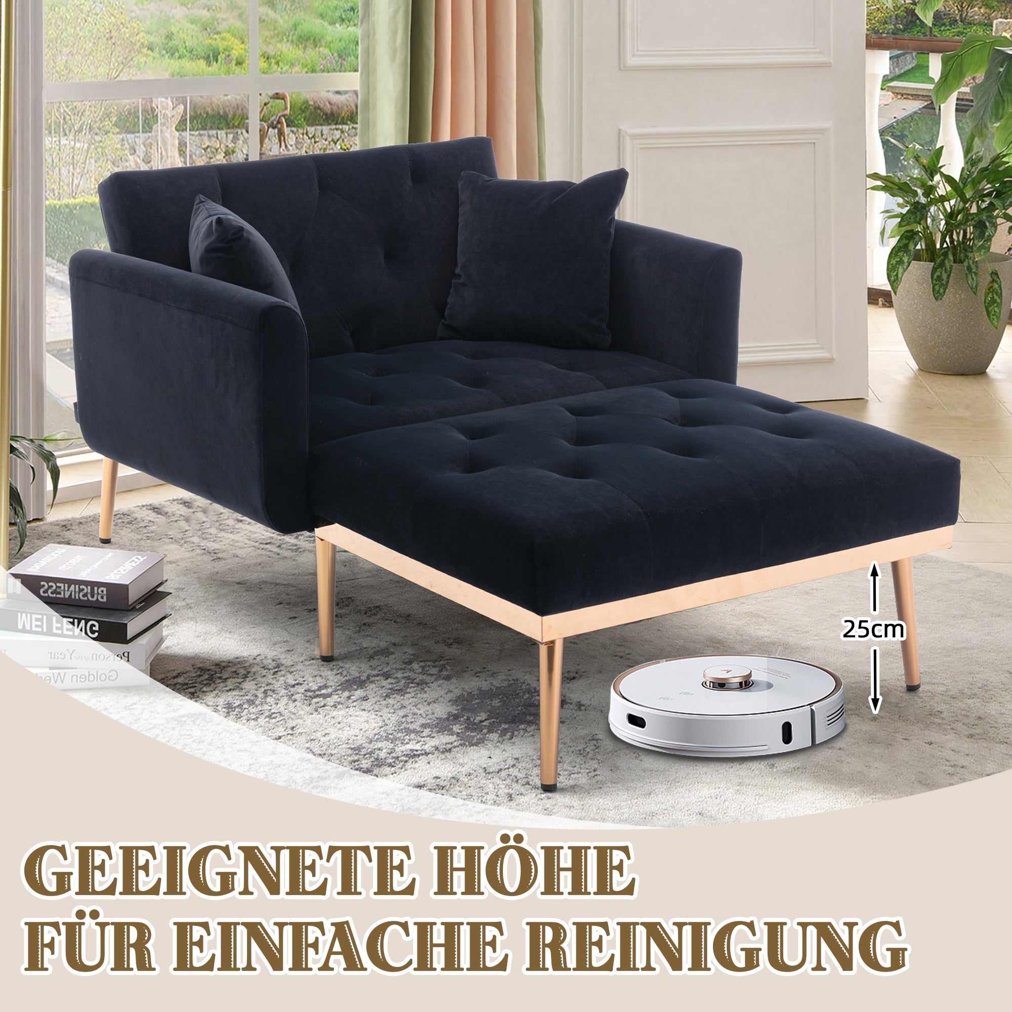 Armchair, Adjustable Backrest Folding Recliner, Ferrous