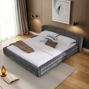 Double Bed 140x200cm Comfortable Backrest Chenille - Dark Grey