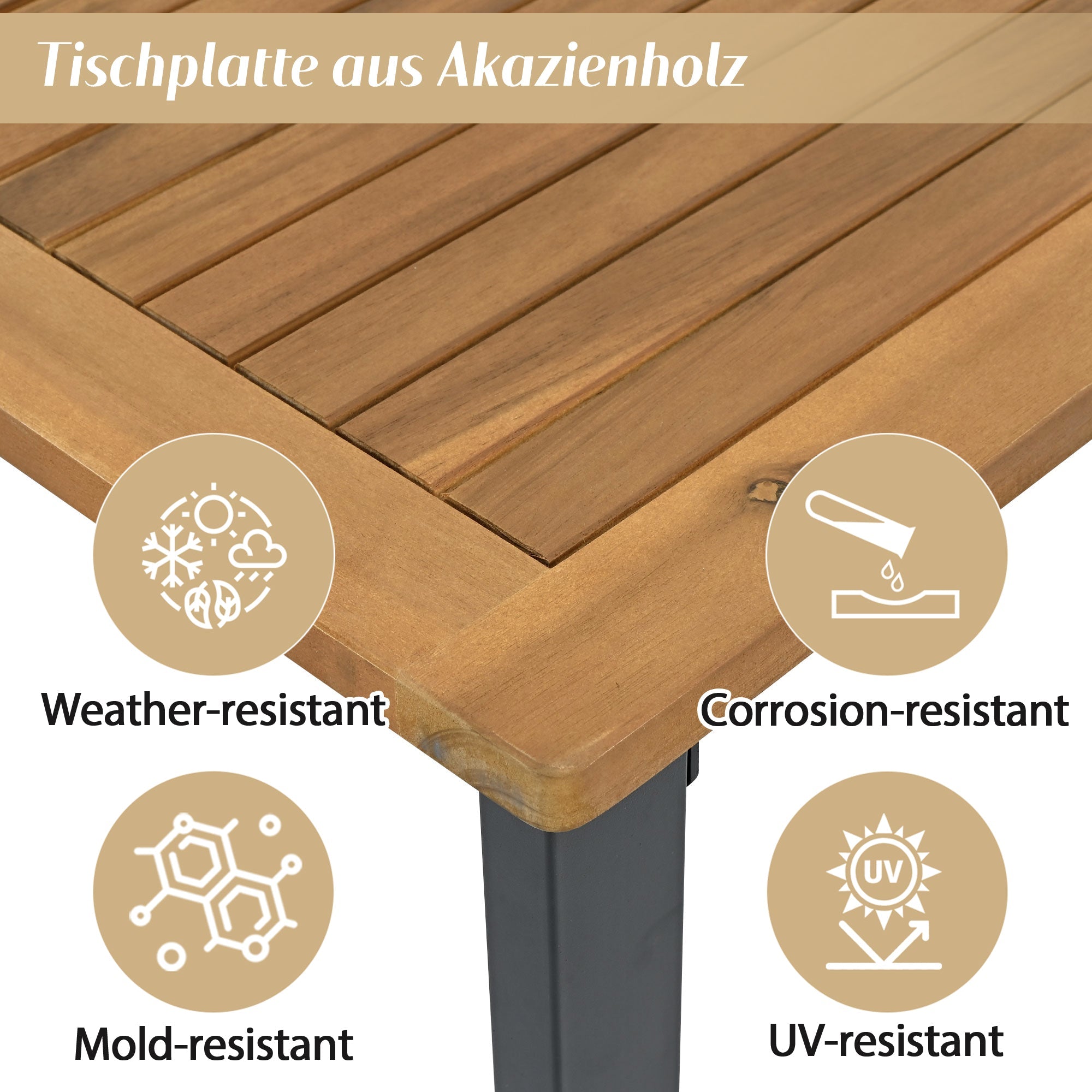 Garden Furniture Set with 1 3-Seater Sofa, 1 2-Seater Sofa, 2 1-Seater Sofas, Coffee Table and Footstool, Beige Galvanized Steel and Acacia Wood