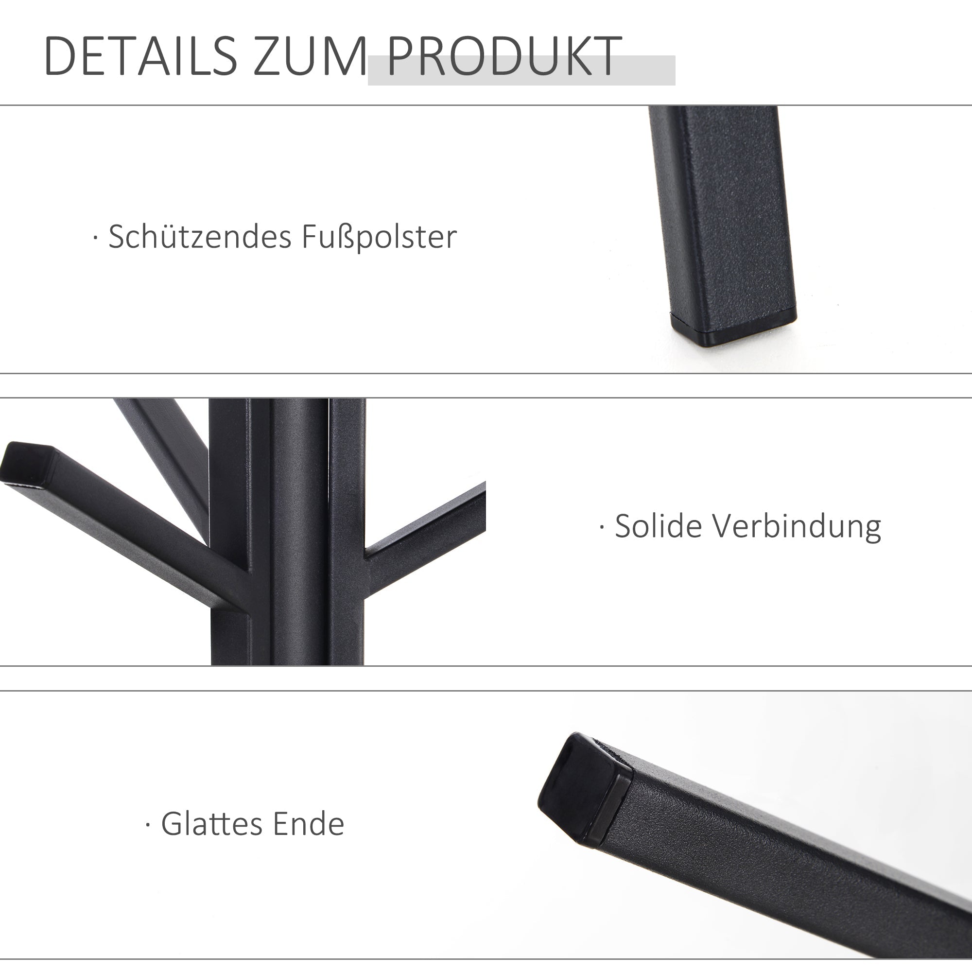 Coat rack standing, 180 cm, black metal