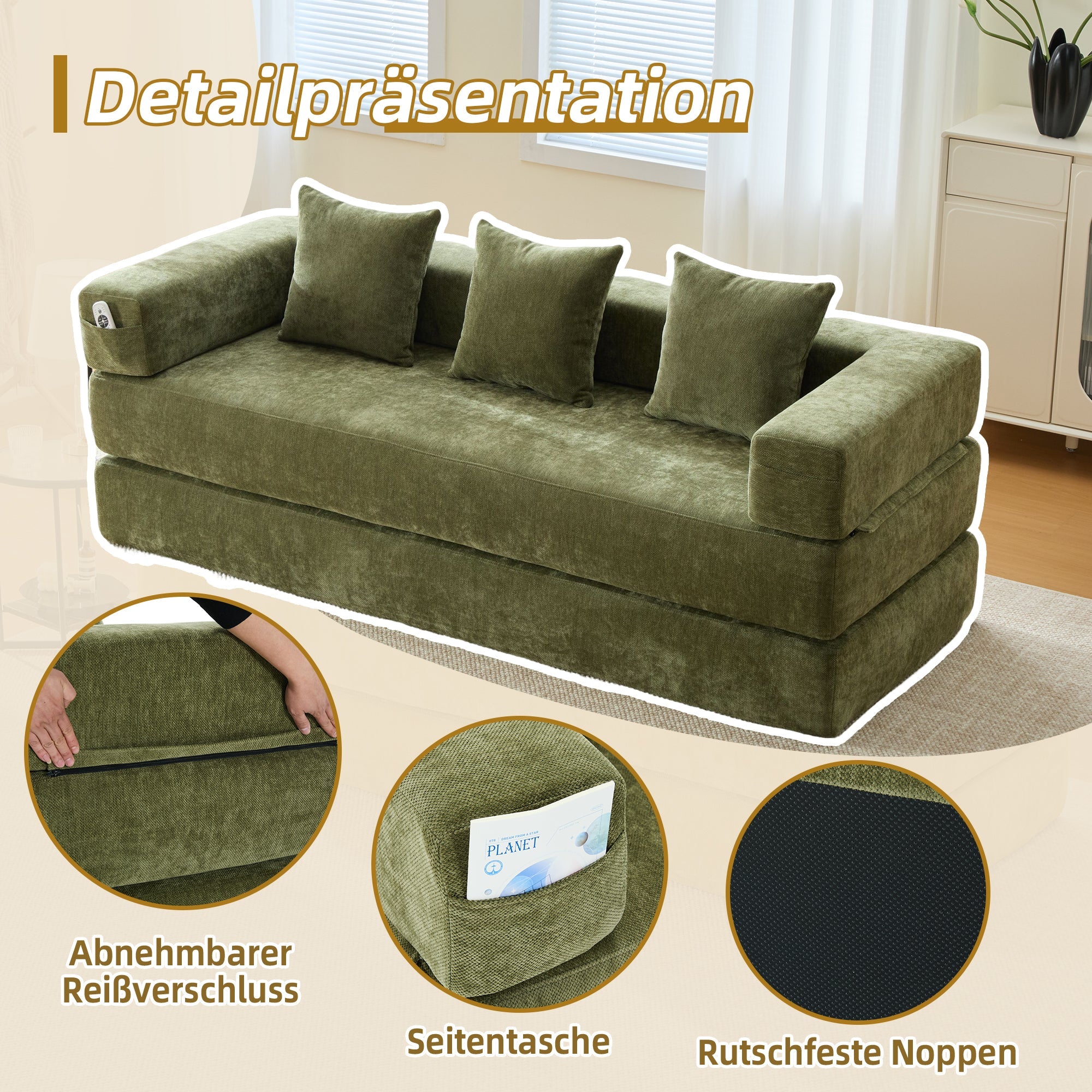 Modular Block Sofa, Super Soft Combinable Storage Non-Slip, Chenille