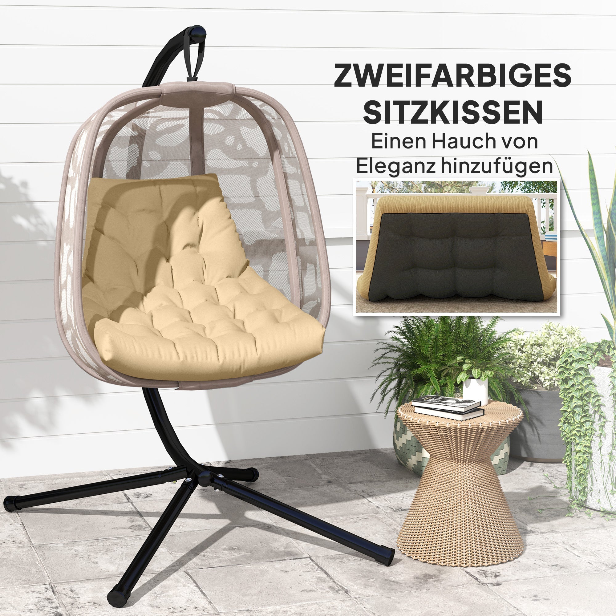 Seat Cushion 120x100 cm with Backrest Water-Repellent Beige