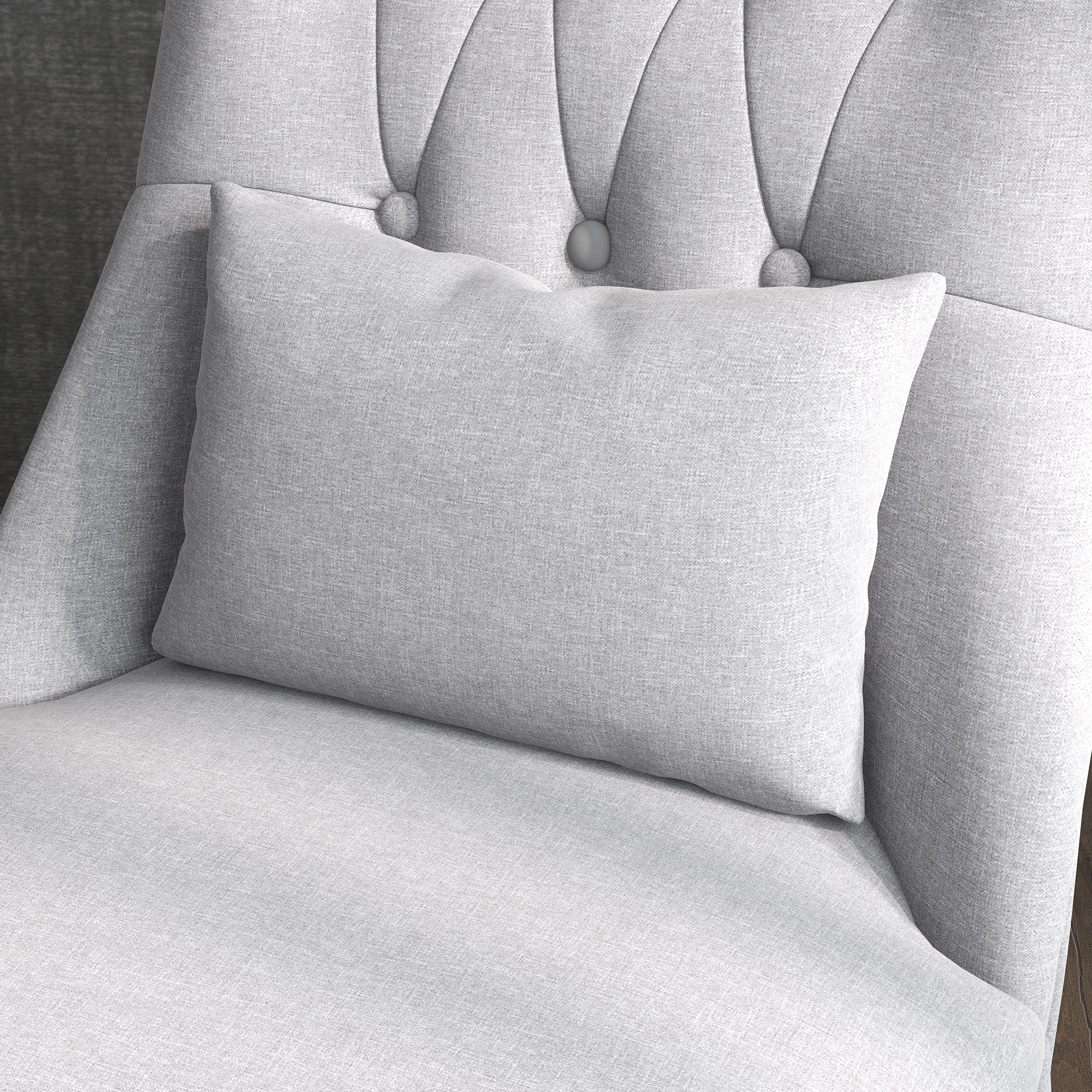 Recliner Chair TV Chair, Back Cushion & Raised Feet, Linen Grey