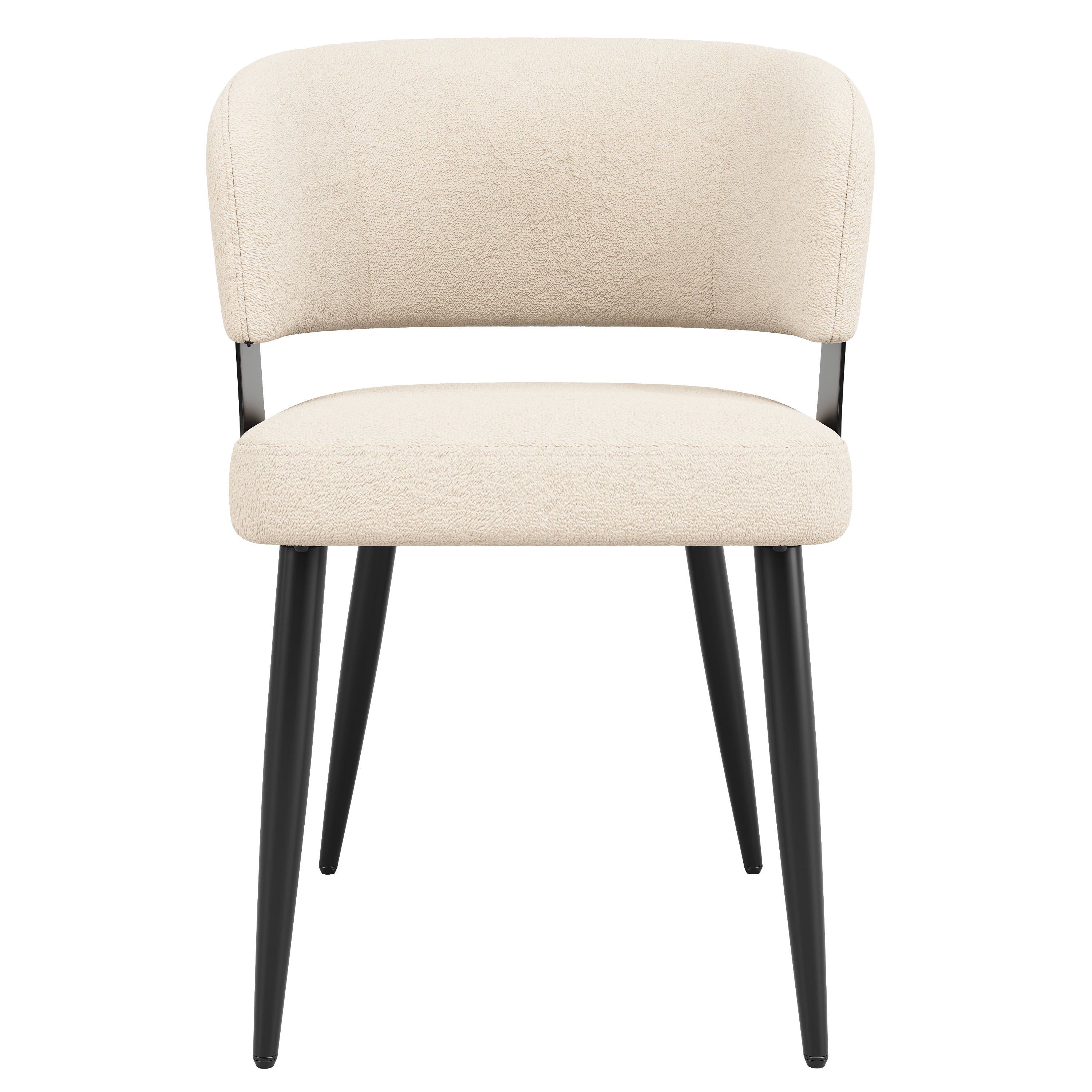 Dining Chair Set of 6 with Curved Backrest and Ergonomic Design, Flannel, Beige and Grey