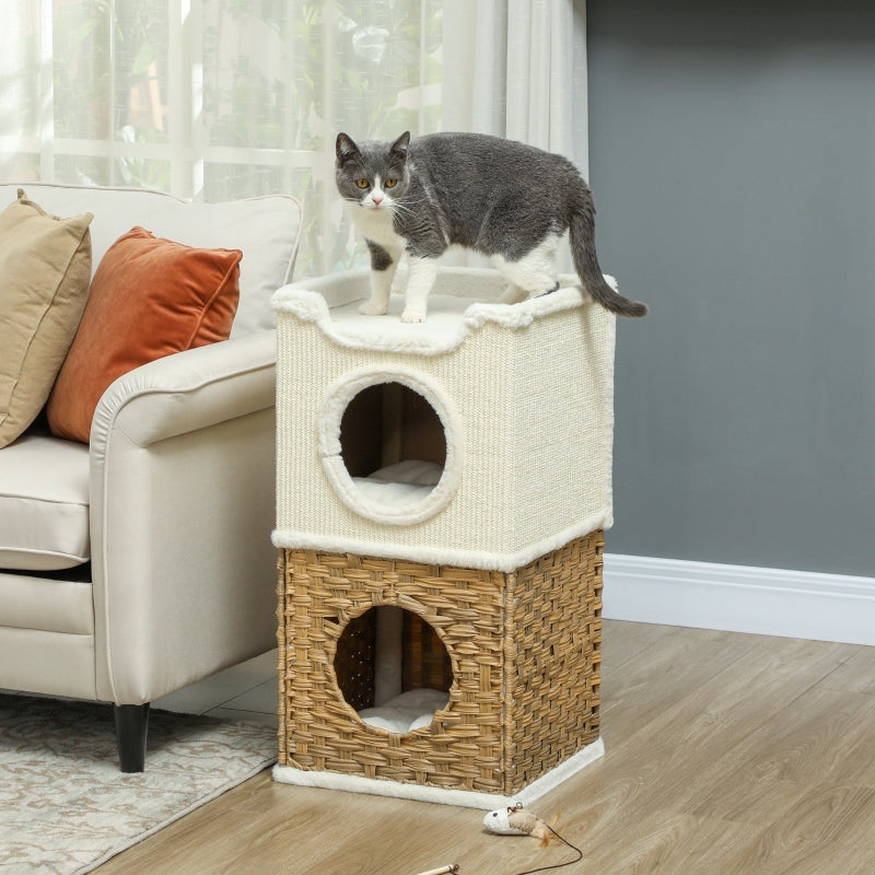 Cat Scratching Barrel, Three-Tier 75.5 cm High, Cream White