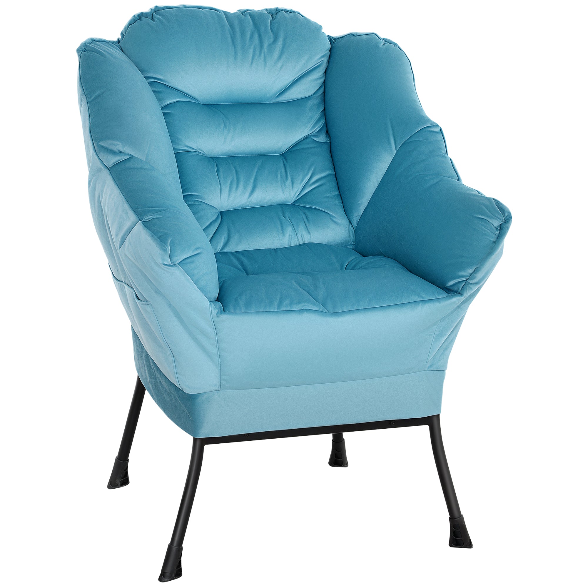 Sessel Loungesessel, Seitentasche, Stahlbeine, Blau