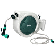 Retractable Hose Reel, Wall Mounted 20+2m Auto Rewind 7-in-1 Nozzle, Green