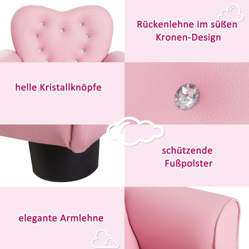 Children's Armchair Sofa Wood Legs Foam Cushion - Pink