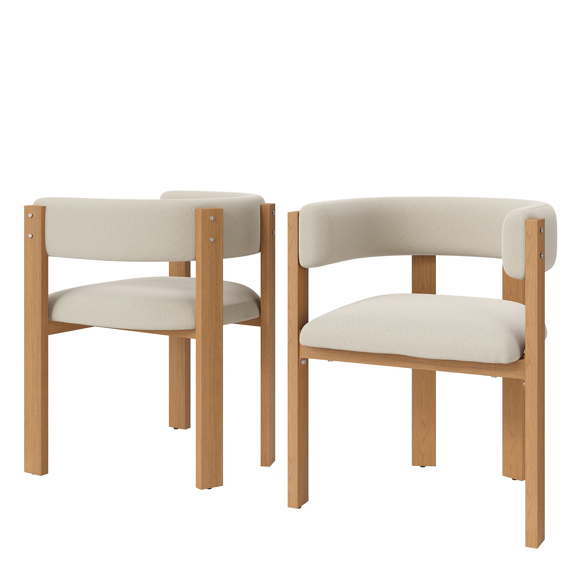 Ergonomic Dining Chairs Set of 2 with Thick Padding and Iron Legs, Wood Look