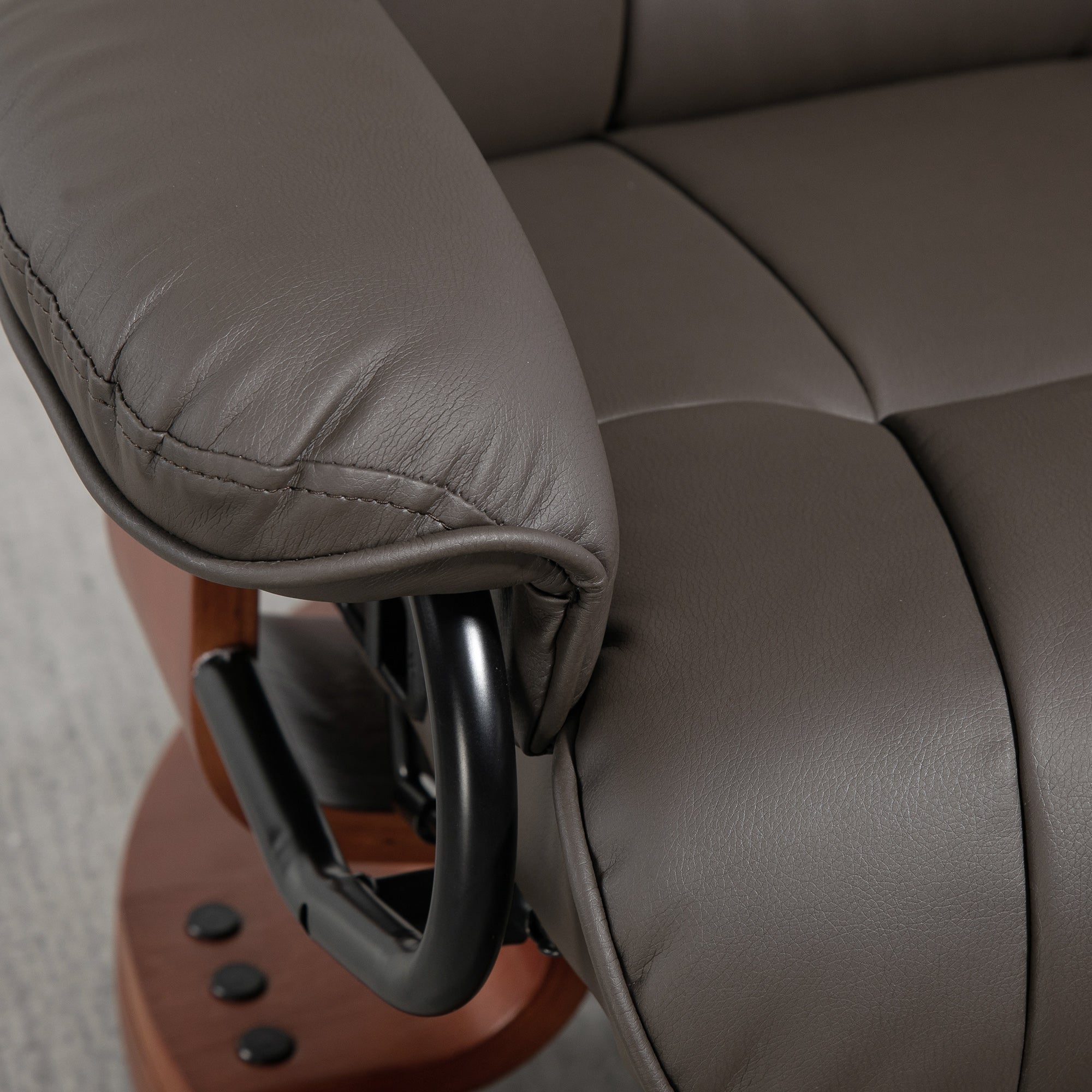 Reclining TV Armchair, Swivel Adjustable Backrest 150 kg Capacity, Faux Leather Brown