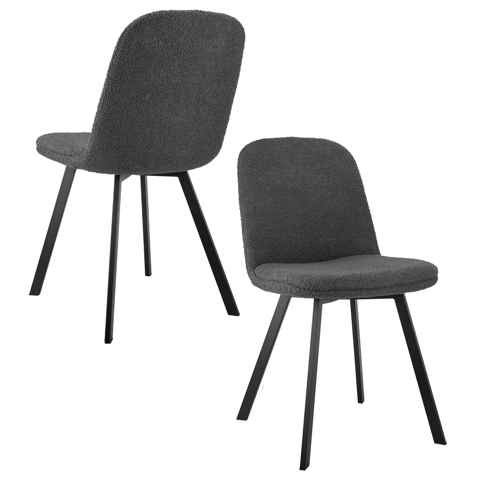 Dining Chair Set of 2, Soft Padding, All-Season Comfort, Stable Metal Frame, Teddy Fleece