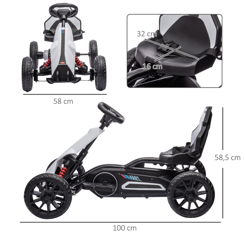 Children's Electric Go-Kart 12V Drift Kart with Adjustable Mode, Safety Belt, White
