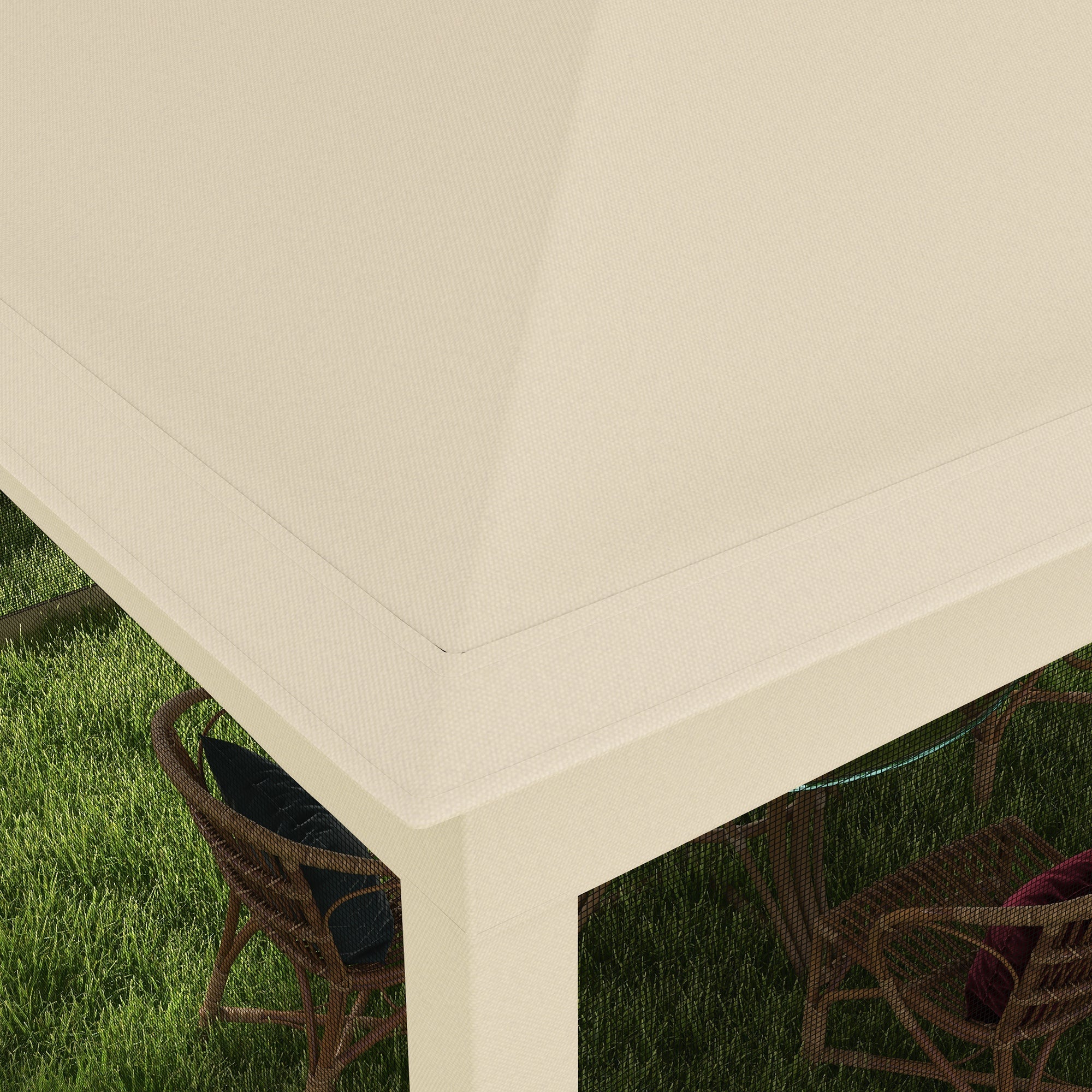 Pop Up Gazebo, 3x3m Double-Roof with Netting and Carry Bag, Cream White