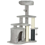 Cat Tree 87 cm, Cave Bed Scratching Post, Light Grey
