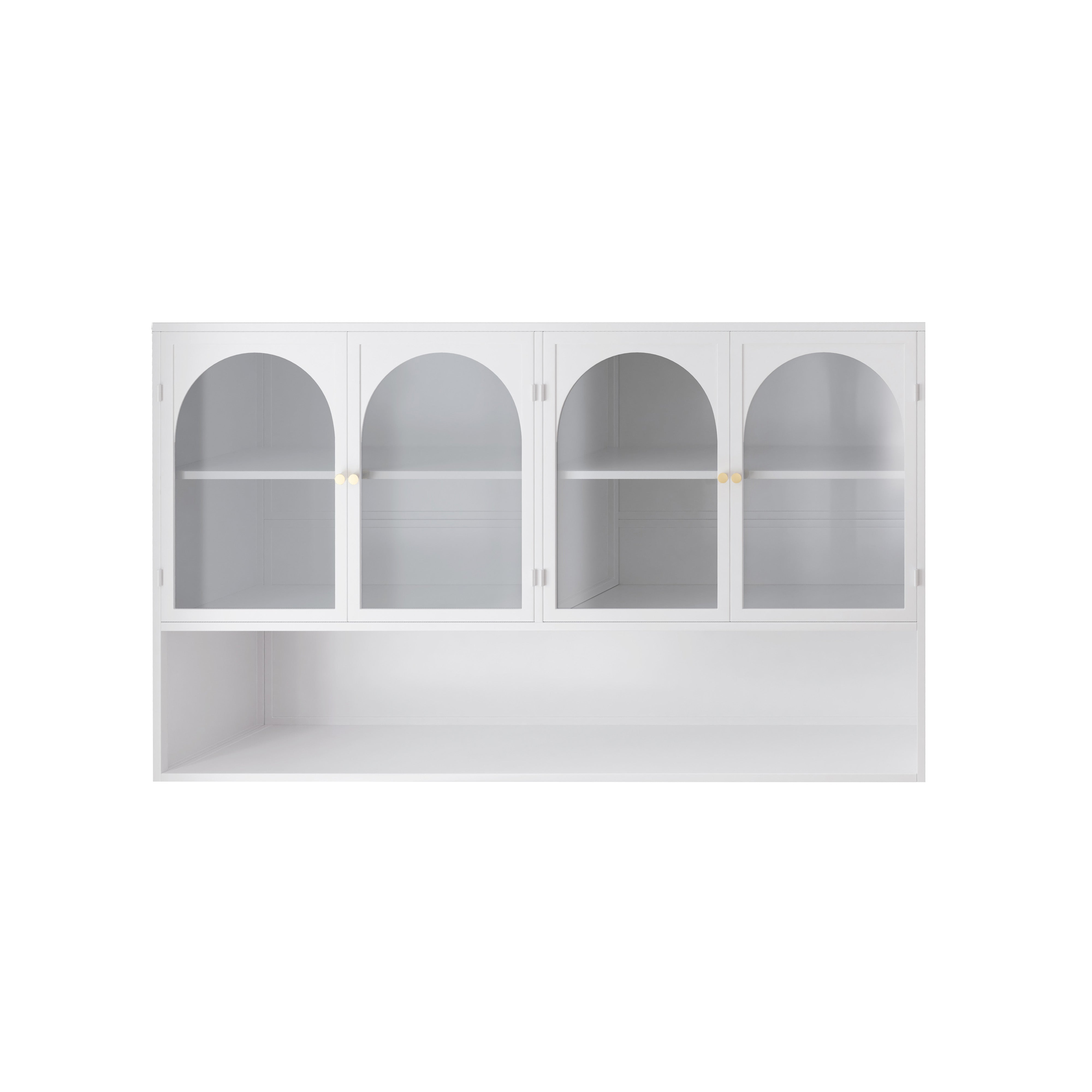 Four-door Wall Cabinet, 120CM Glass Storage, White