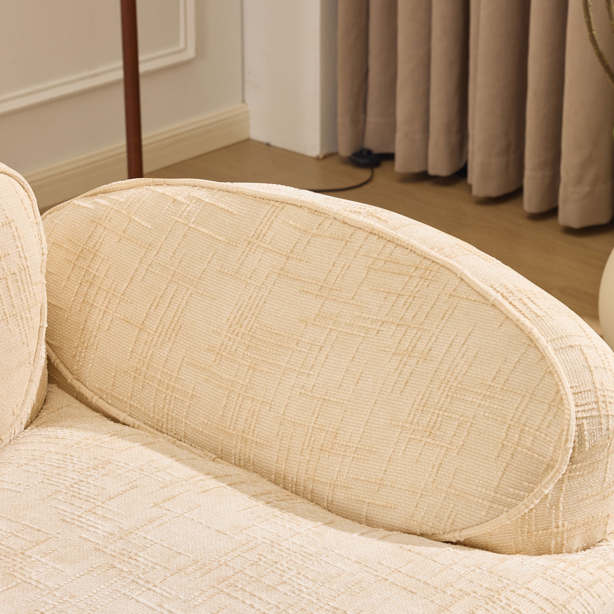Curved Compression Sofa 2-Seater Armrests & Cushions - Beige