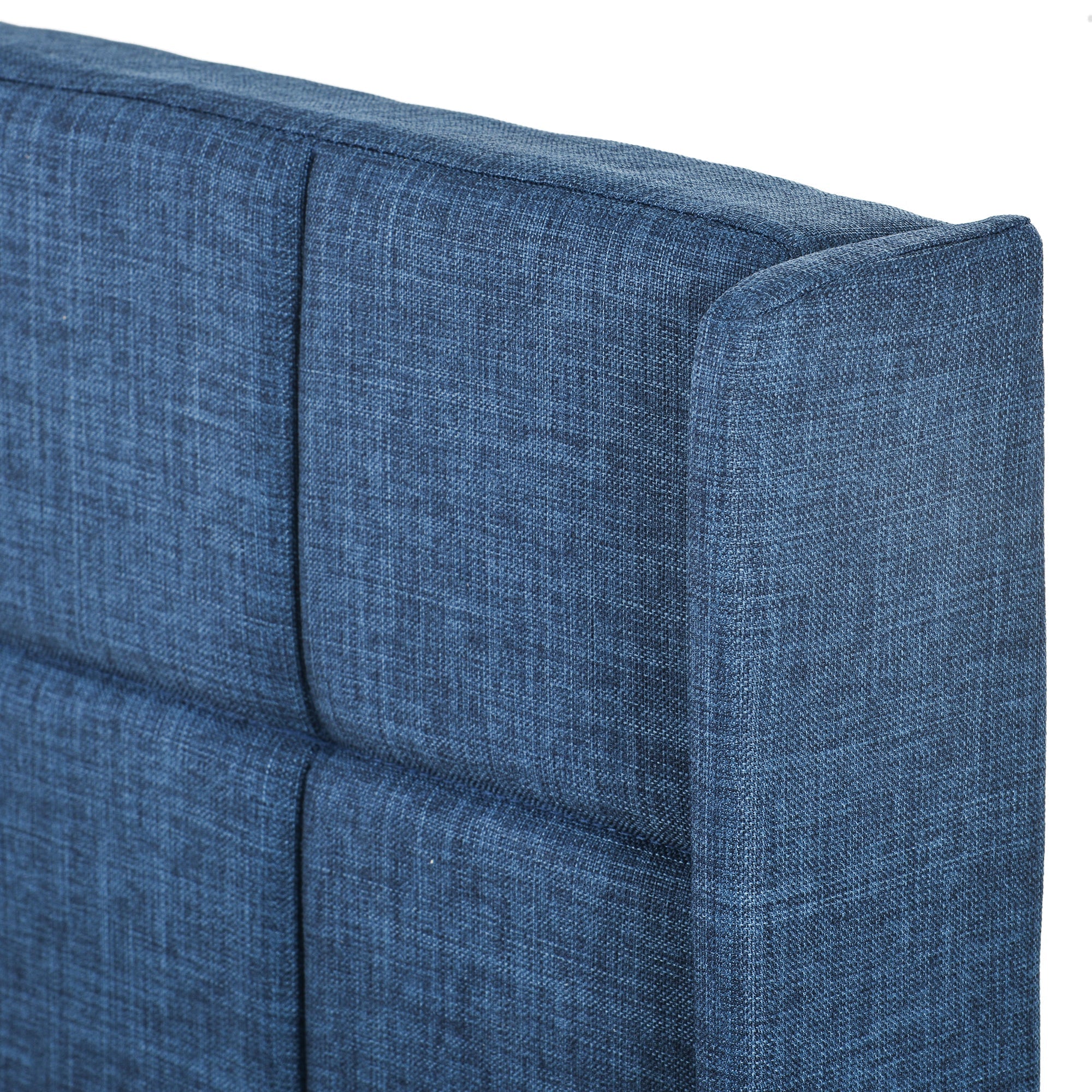 Modern design upholstered bed, single with slatted frame 90x200cm, blue linen