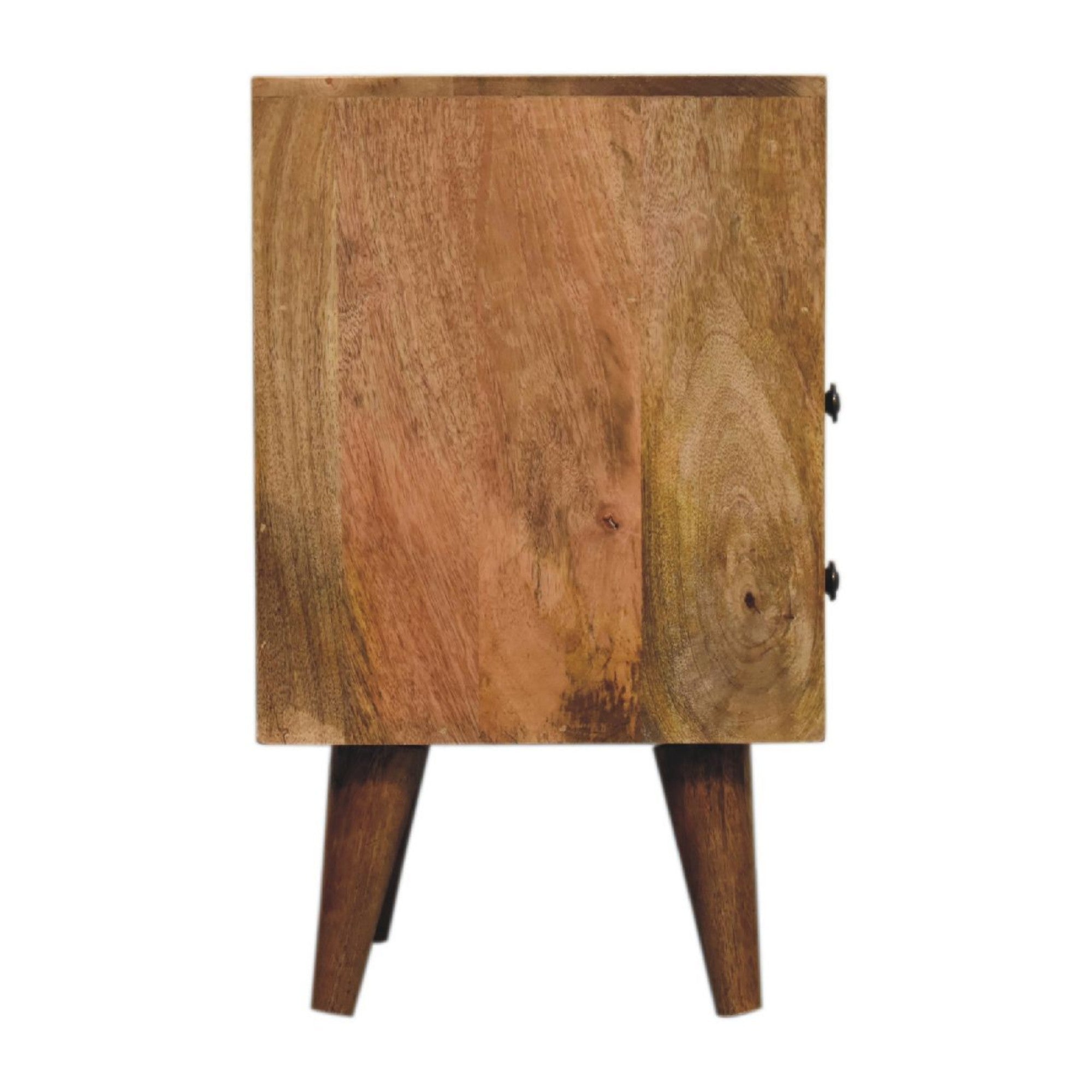 Solid Wood Bedside, Mini Classic Open 2 Drawers and Open Slot, Oak-ish Brown
