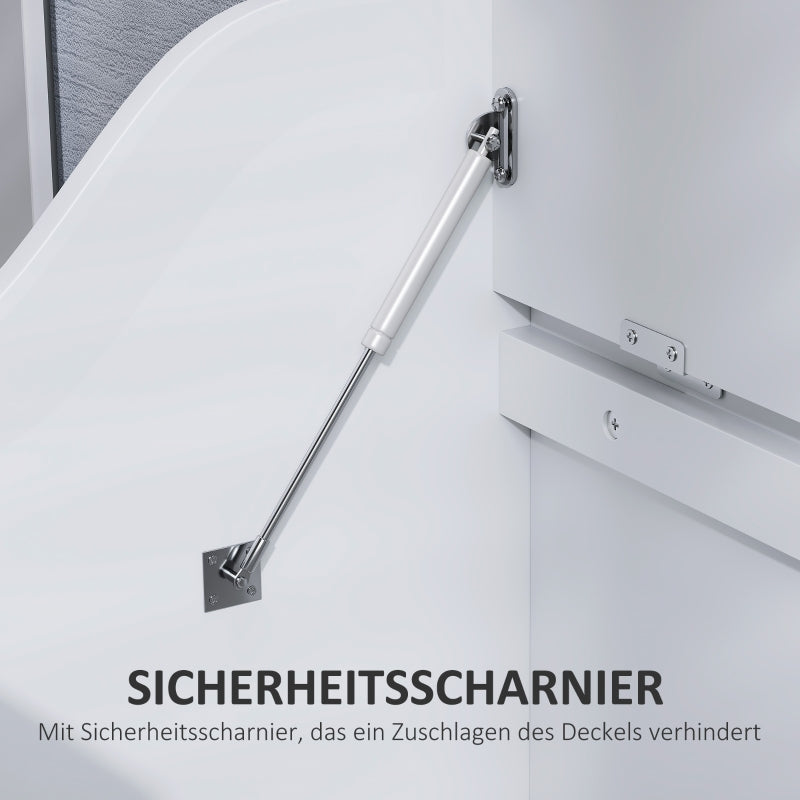 Storage Chest/Box with Lid, Safety Hinge U-Cutout, 60x38x56cm, White