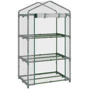 3 Tier Mini Greenhouse Portable Grow House with Roll Up Door, Clear