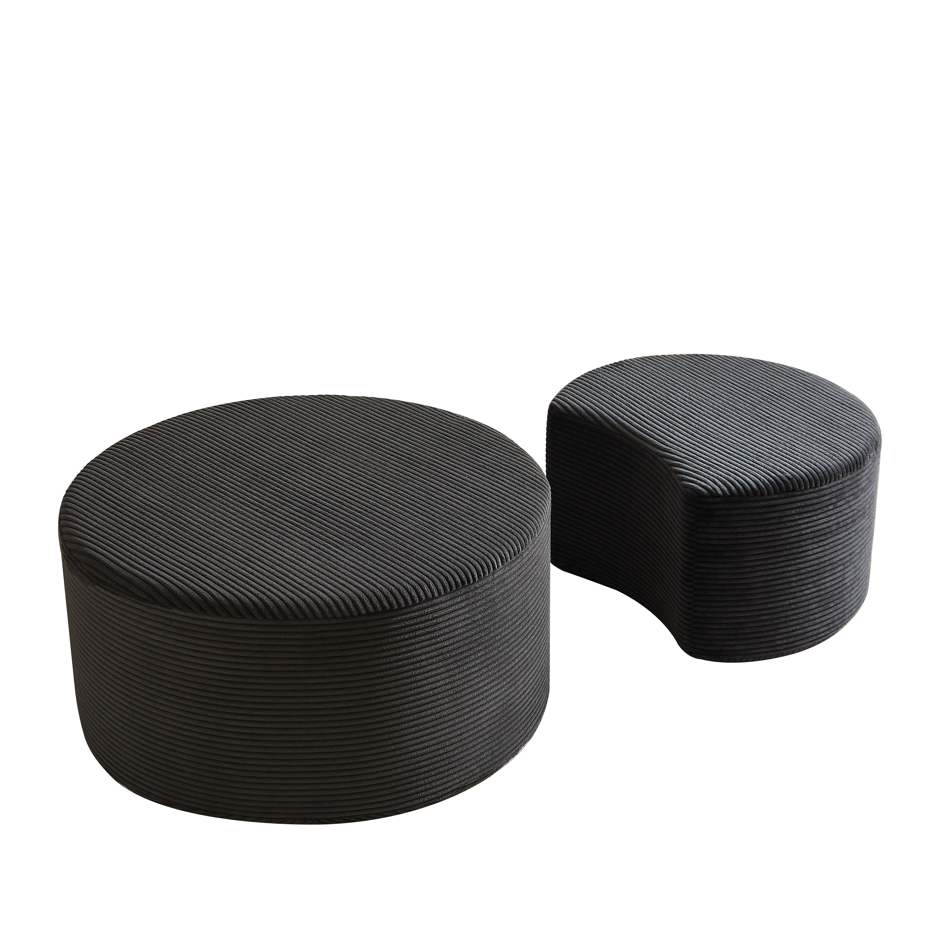 Coffee Table Set, 2-Piece Upholstered Round Foam