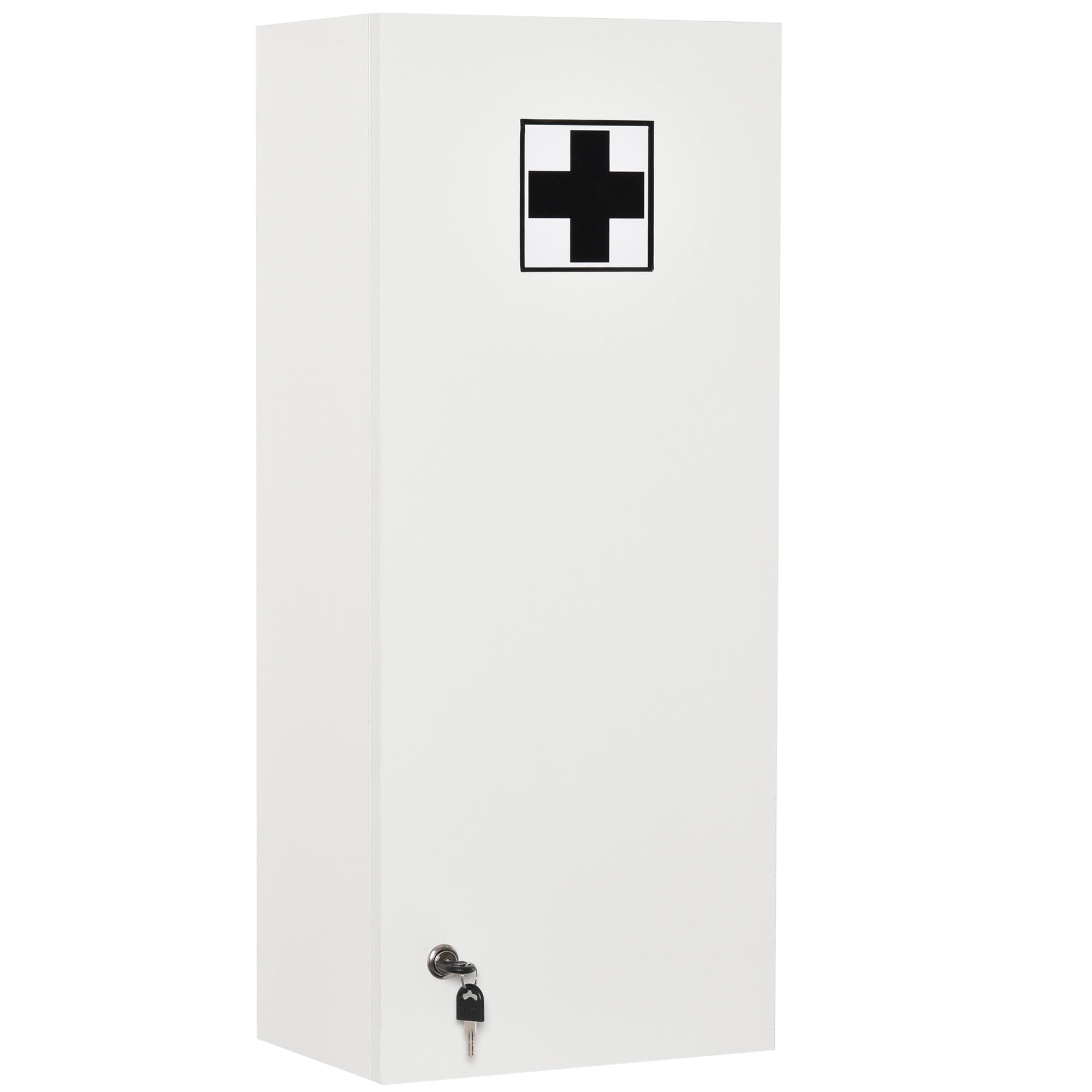 Kleankin Medicine Cabinet Wall Lockable Adjustable First Aid, Silver